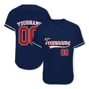 Custom Navy Red-White Authentic Baseball Jersey