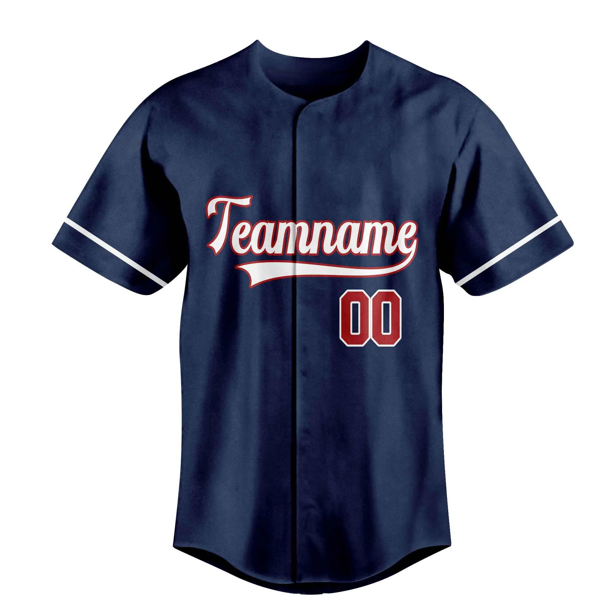 Custom Navy Red-White Authentic Baseball Jersey