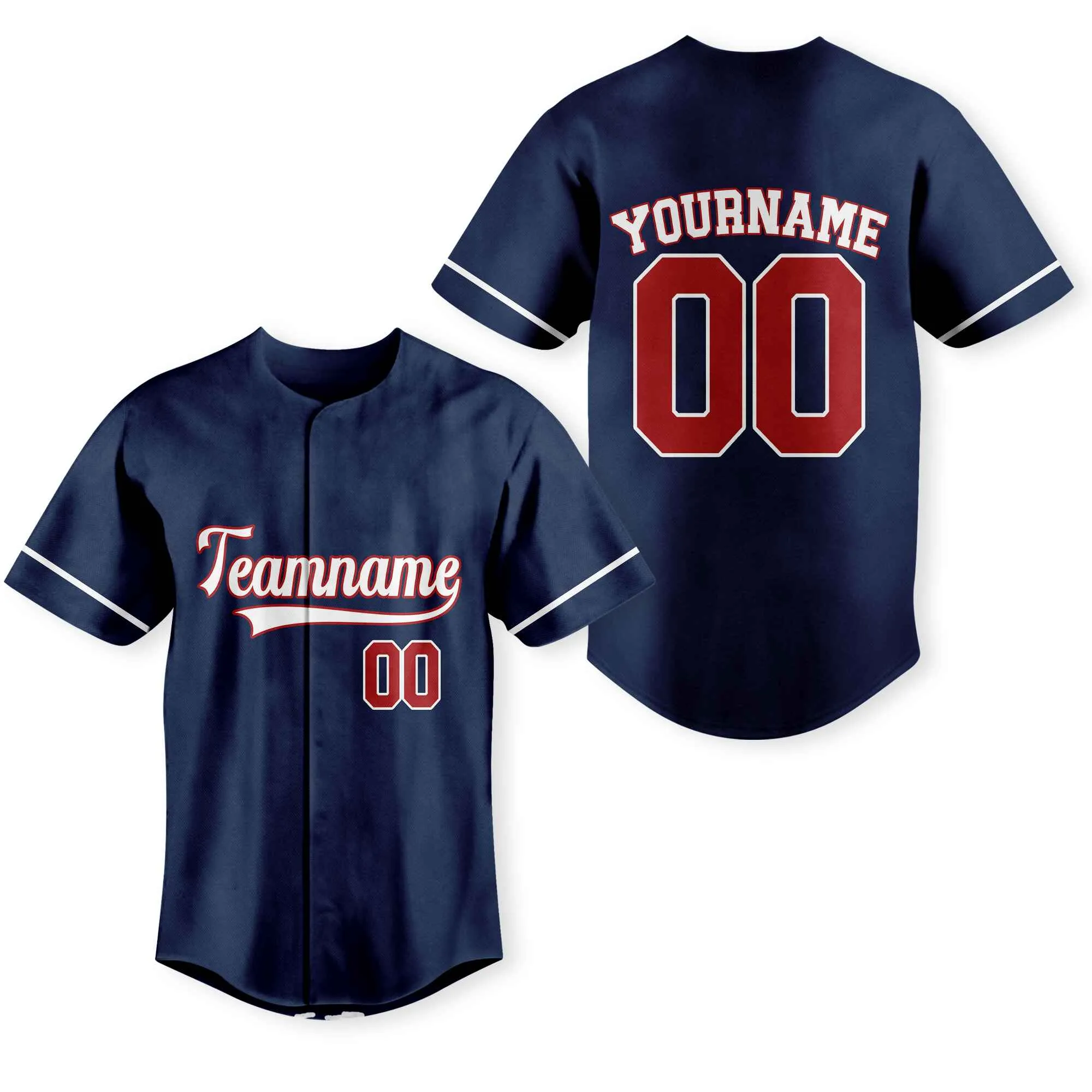Custom Navy Red-White Authentic Baseball Jersey