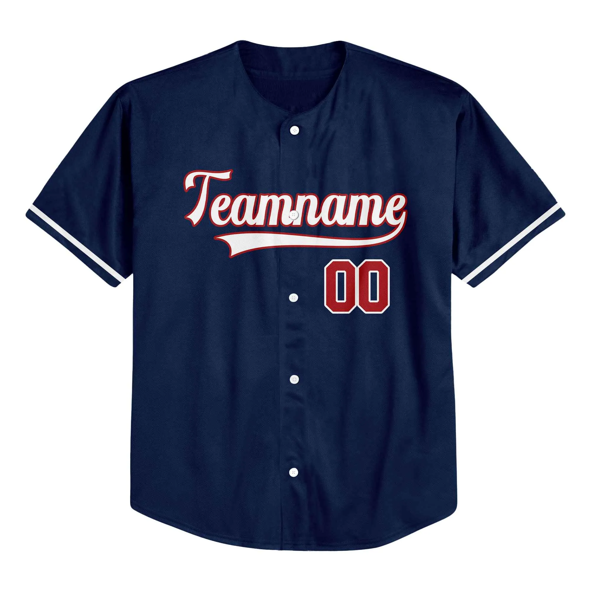 Custom Navy Red-White Authentic Baseball Jersey