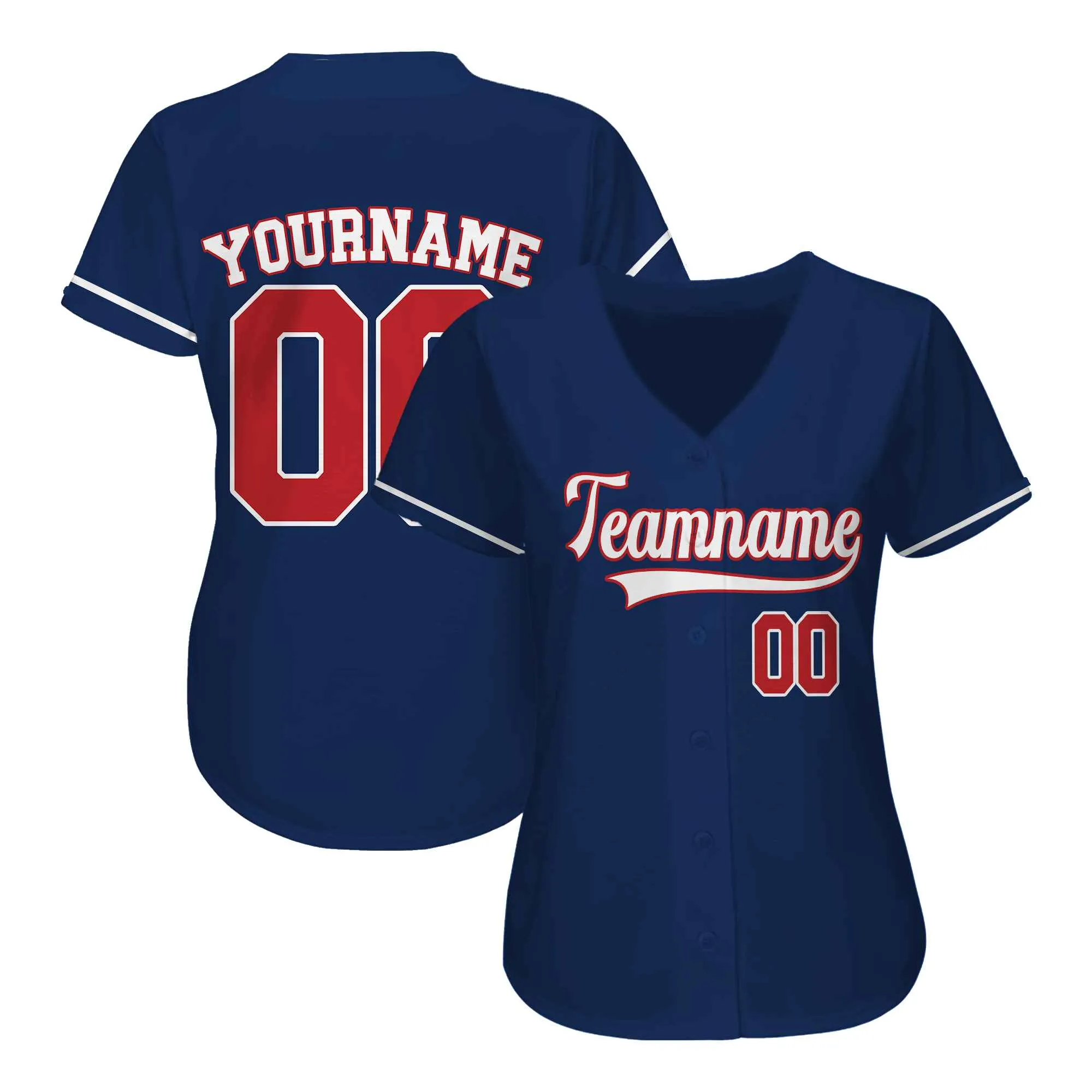 Custom Navy Red-White Authentic Baseball Jersey