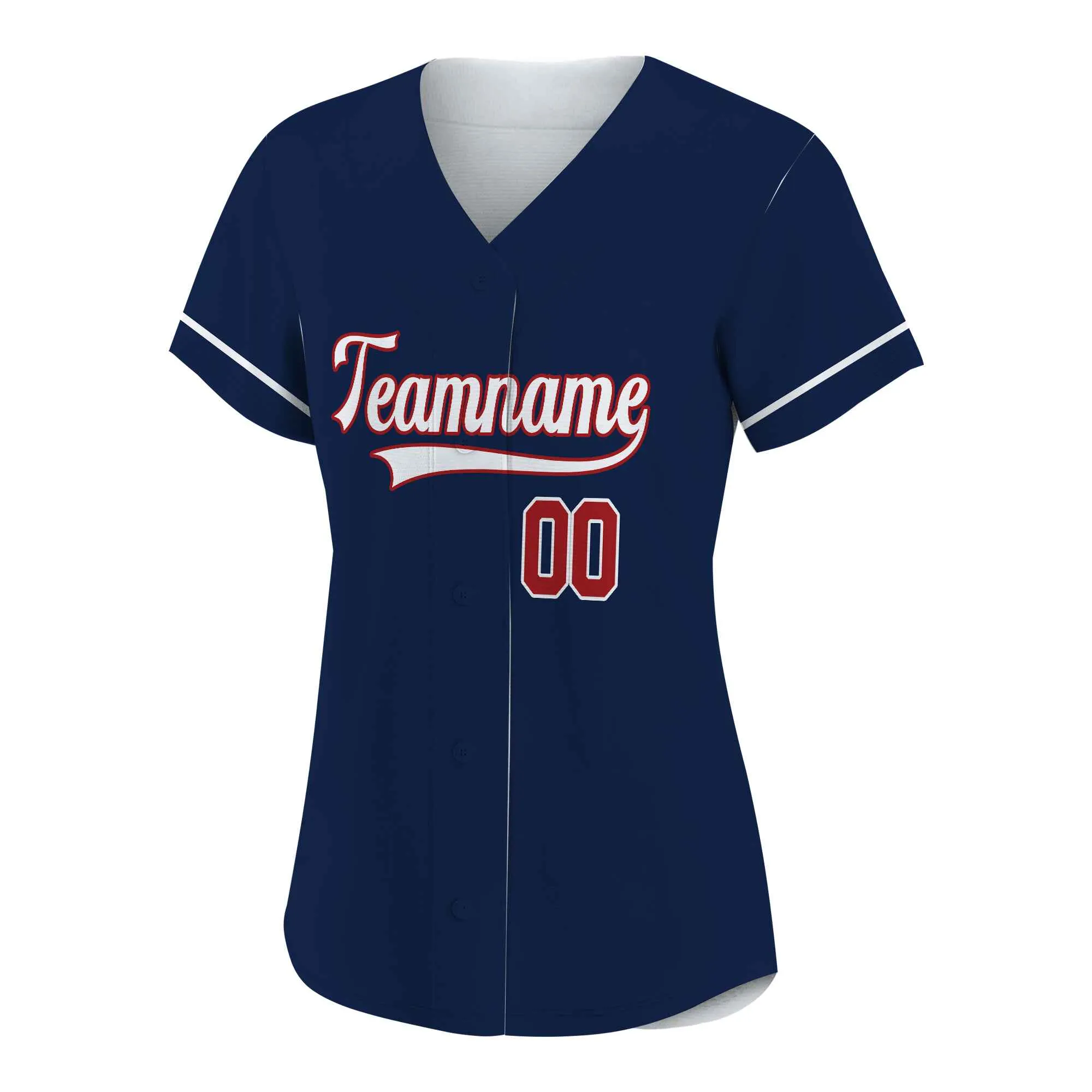 Custom Navy Red-White Authentic Baseball Jersey