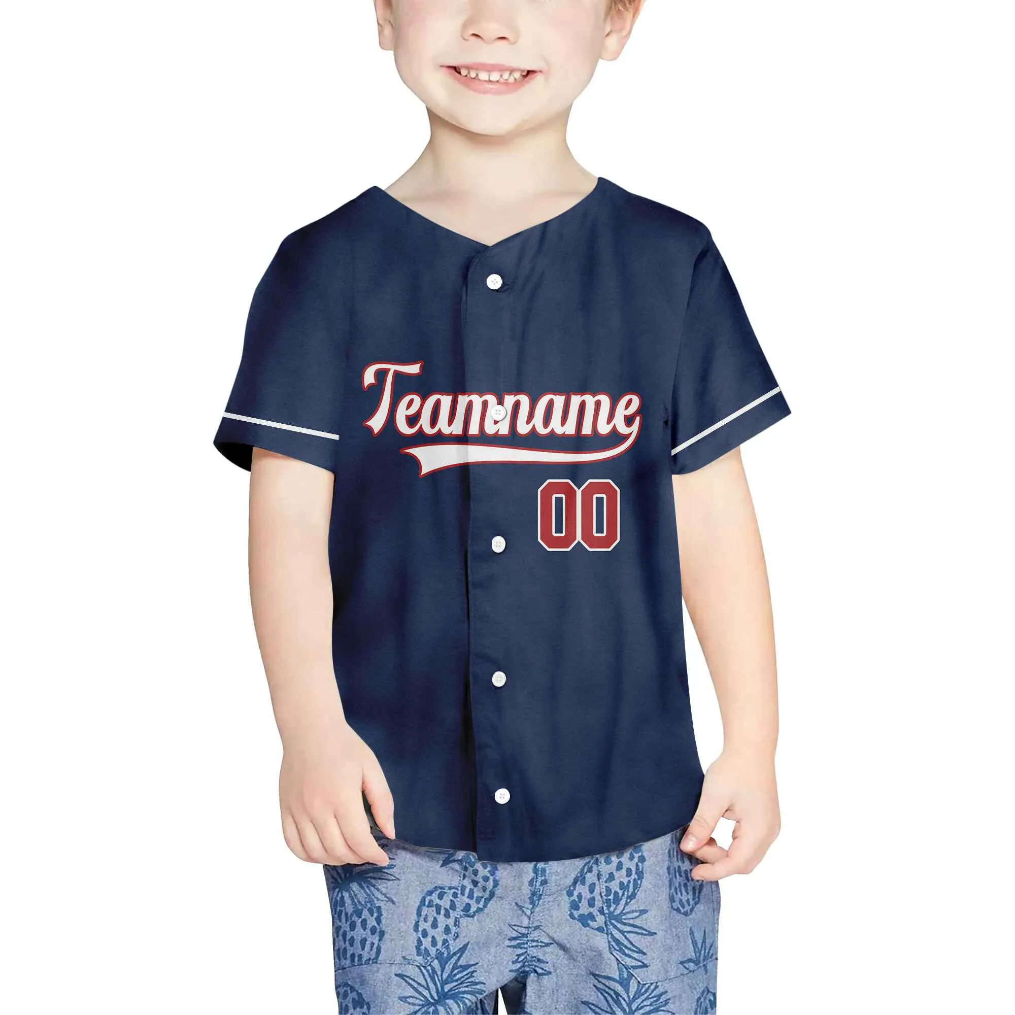 Custom Navy Red-White Authentic Baseball Jersey