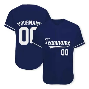 Custom Navy White Baseball Jersey