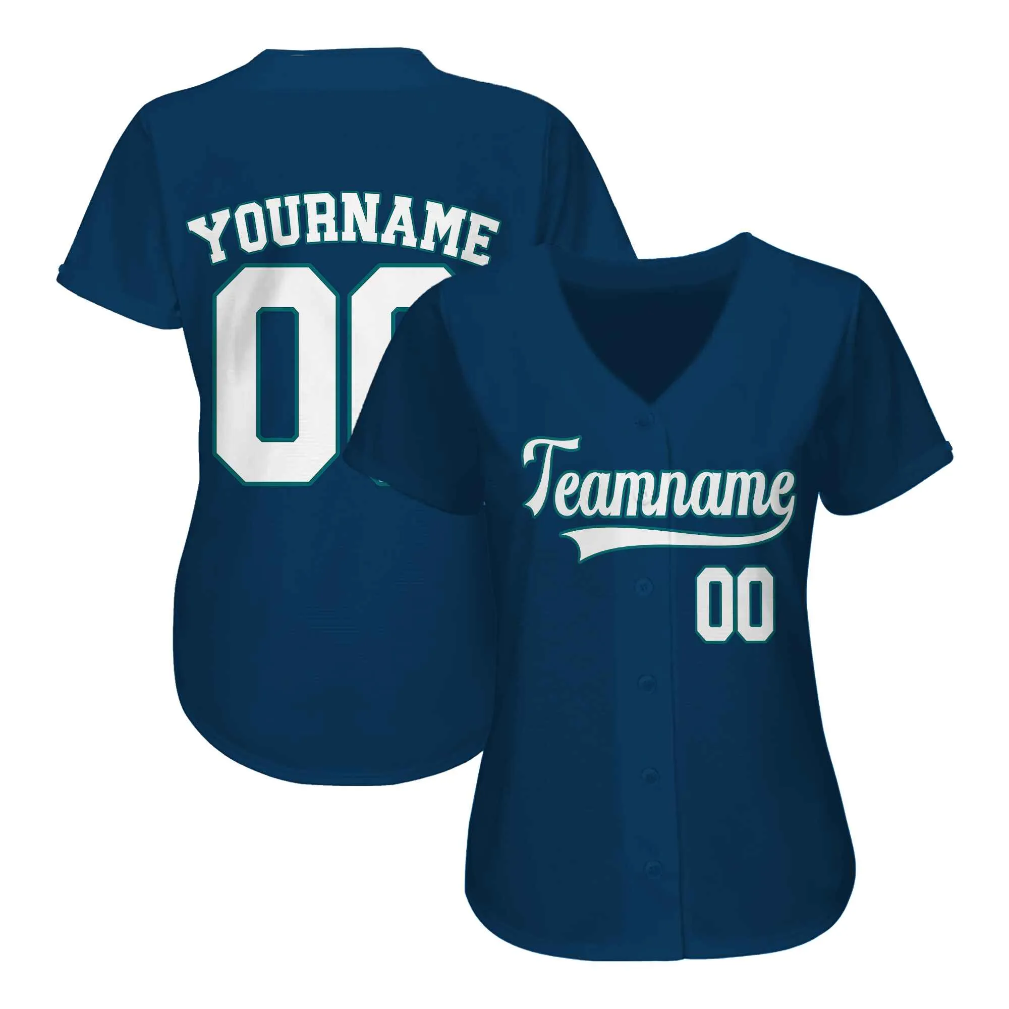 Custom Navy White-Green Authentic Baseball Jersey