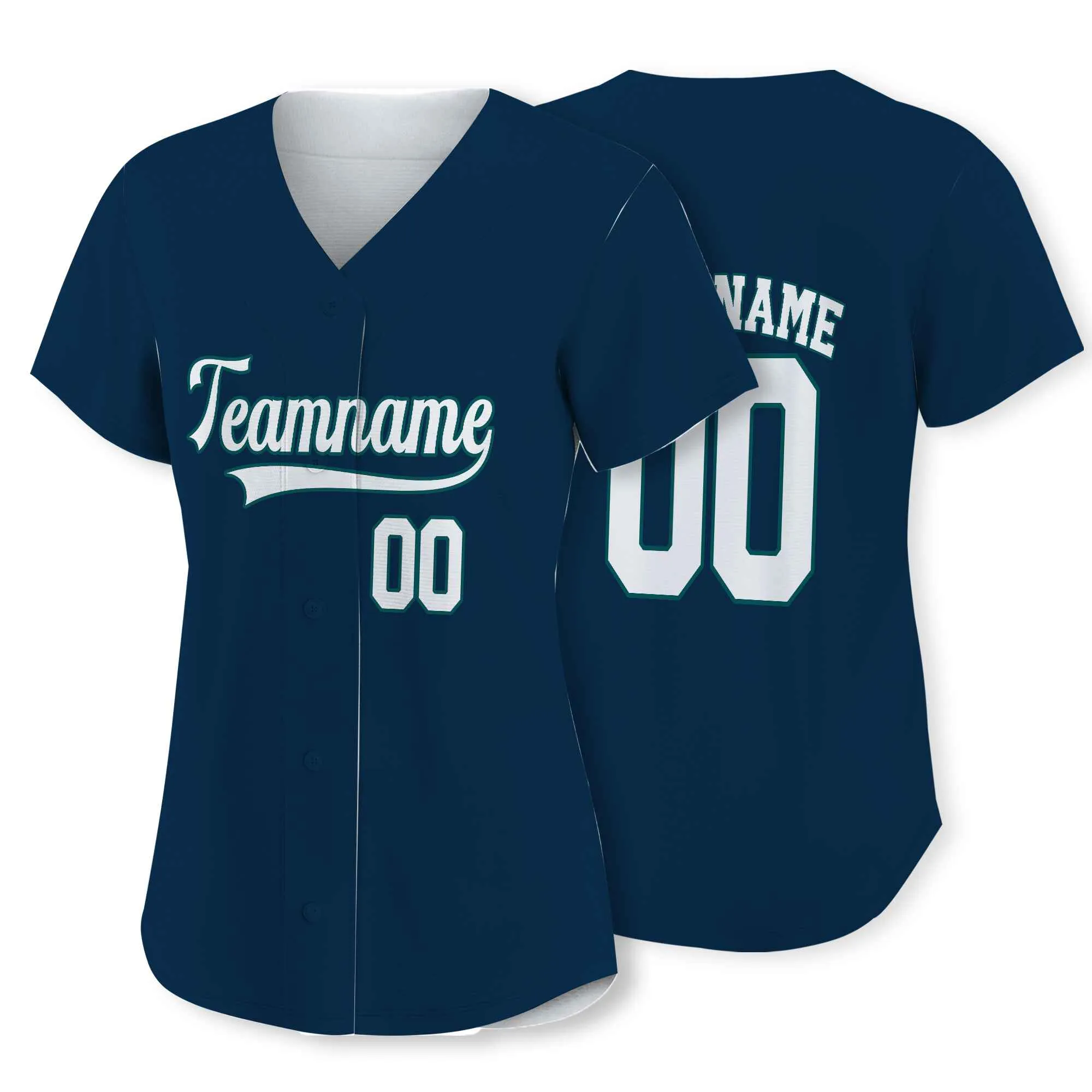 Custom Navy White-Green Authentic Baseball Jersey