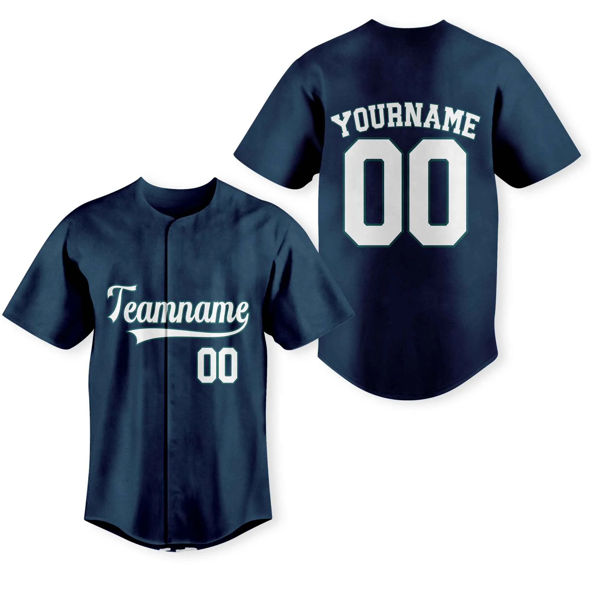 Custom Navy White-Green Authentic Baseball Jersey