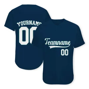 Custom Navy White-Green Authentic Baseball Jersey