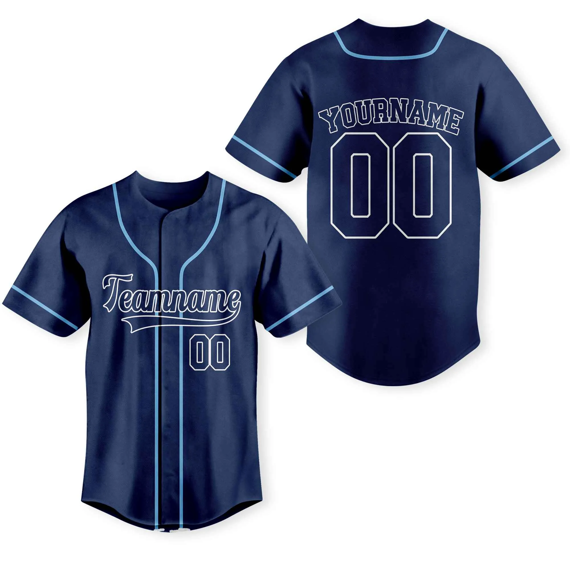 Custom Navy White-Light Blue Authentic Baseball Jersey