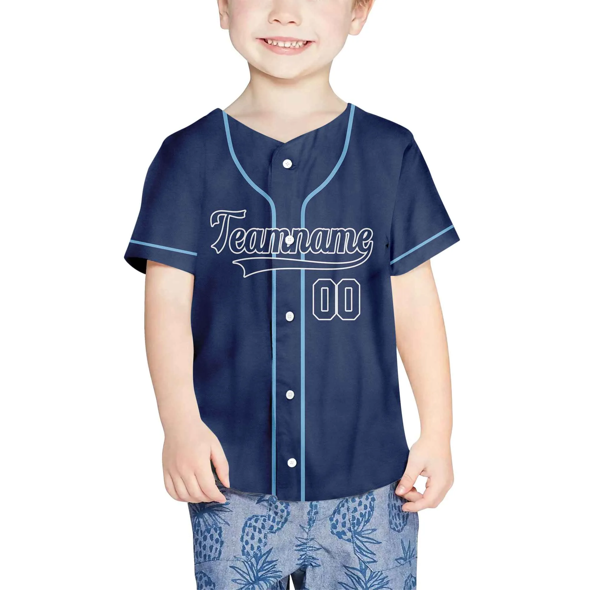 Custom Navy White-Light Blue Authentic Baseball Jersey