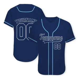 Custom Navy White-Light Blue Authentic Baseball Jersey