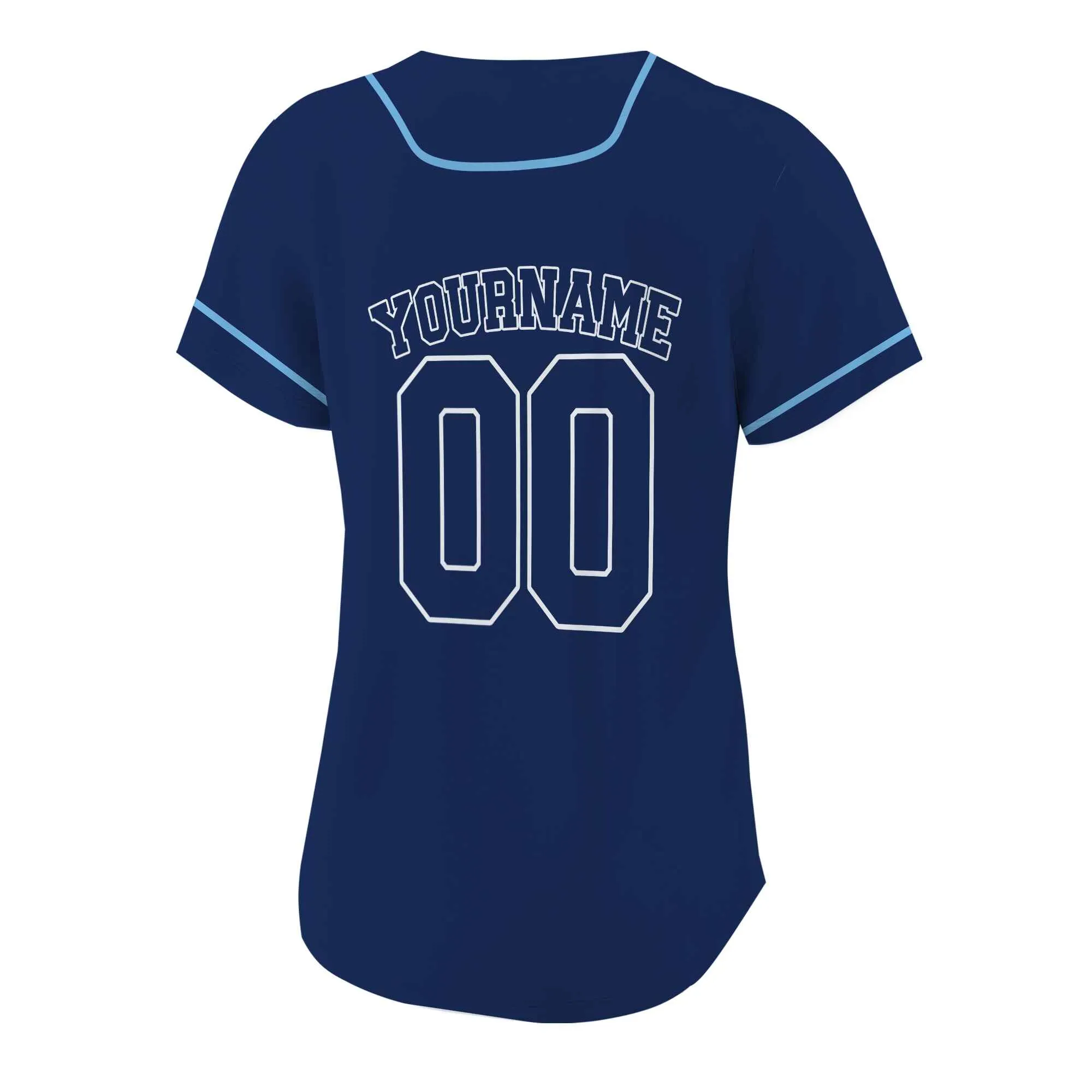 Custom Navy White-Light Blue Authentic Baseball Jersey