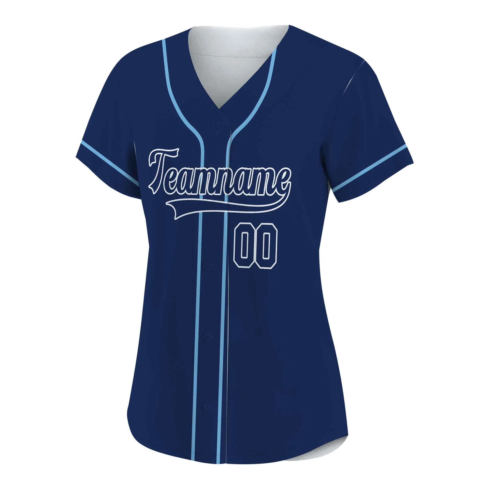 Custom Navy White-Light Blue Authentic Baseball Jersey