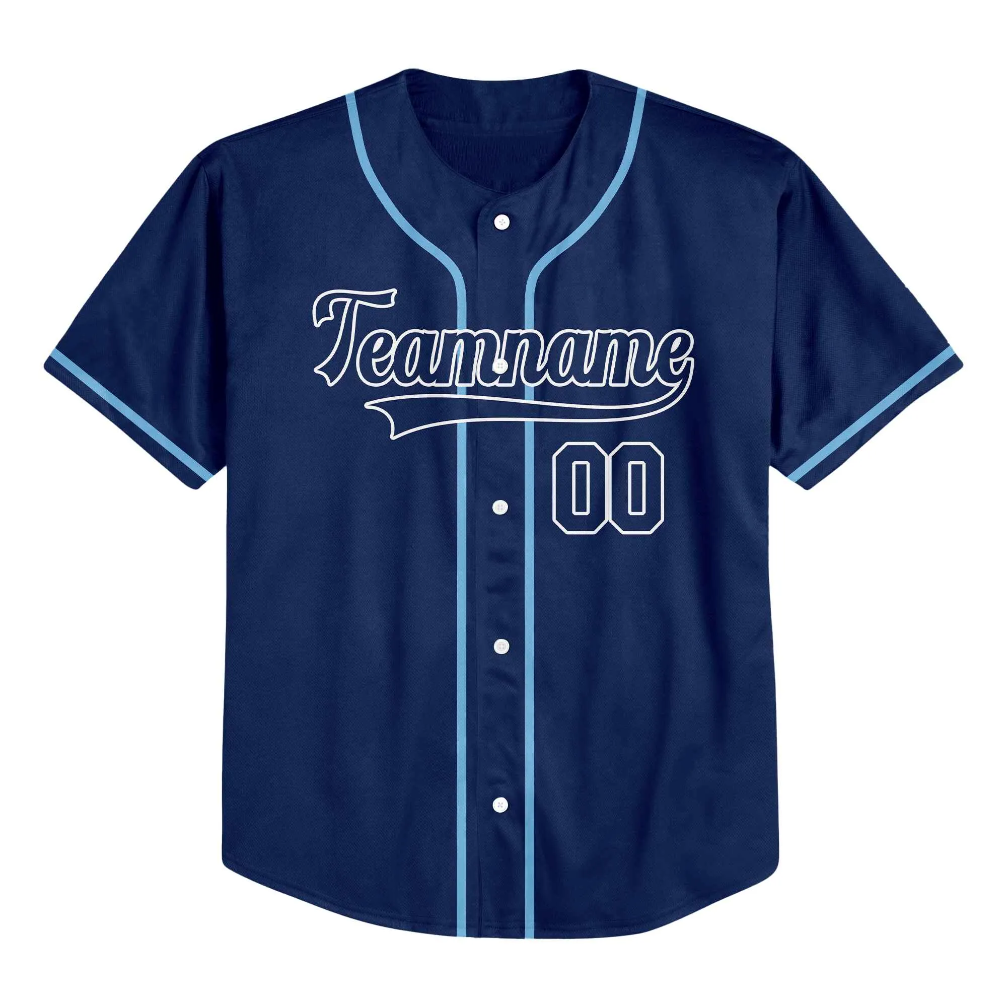 Custom Navy White-Light Blue Authentic Baseball Jersey