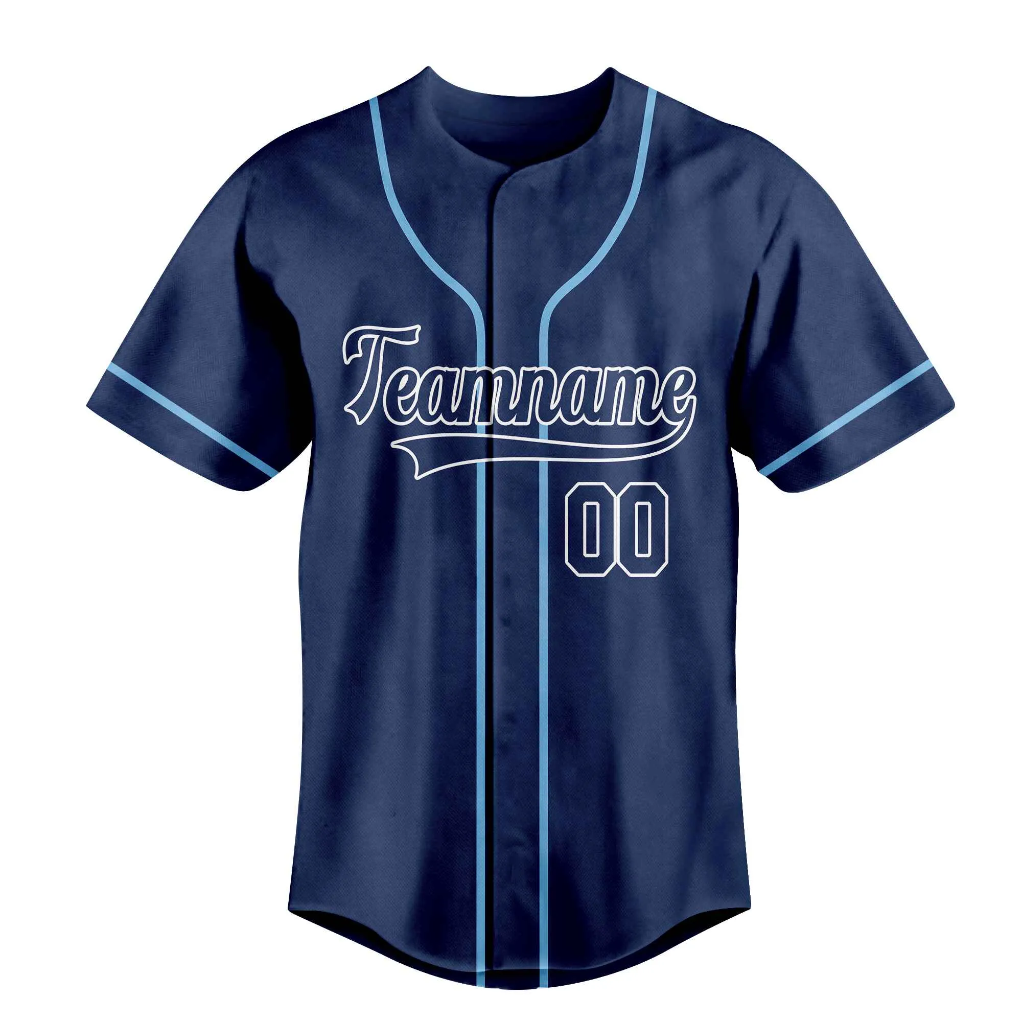 Custom Navy White-Light Blue Authentic Baseball Jersey
