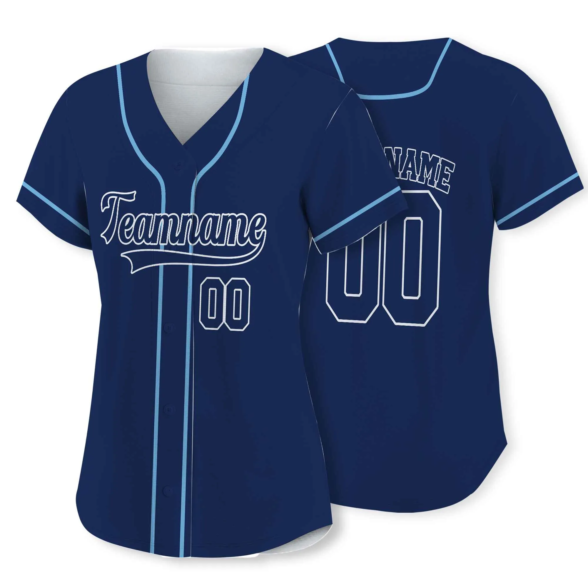 Custom Navy White-Light Blue Authentic Baseball Jersey