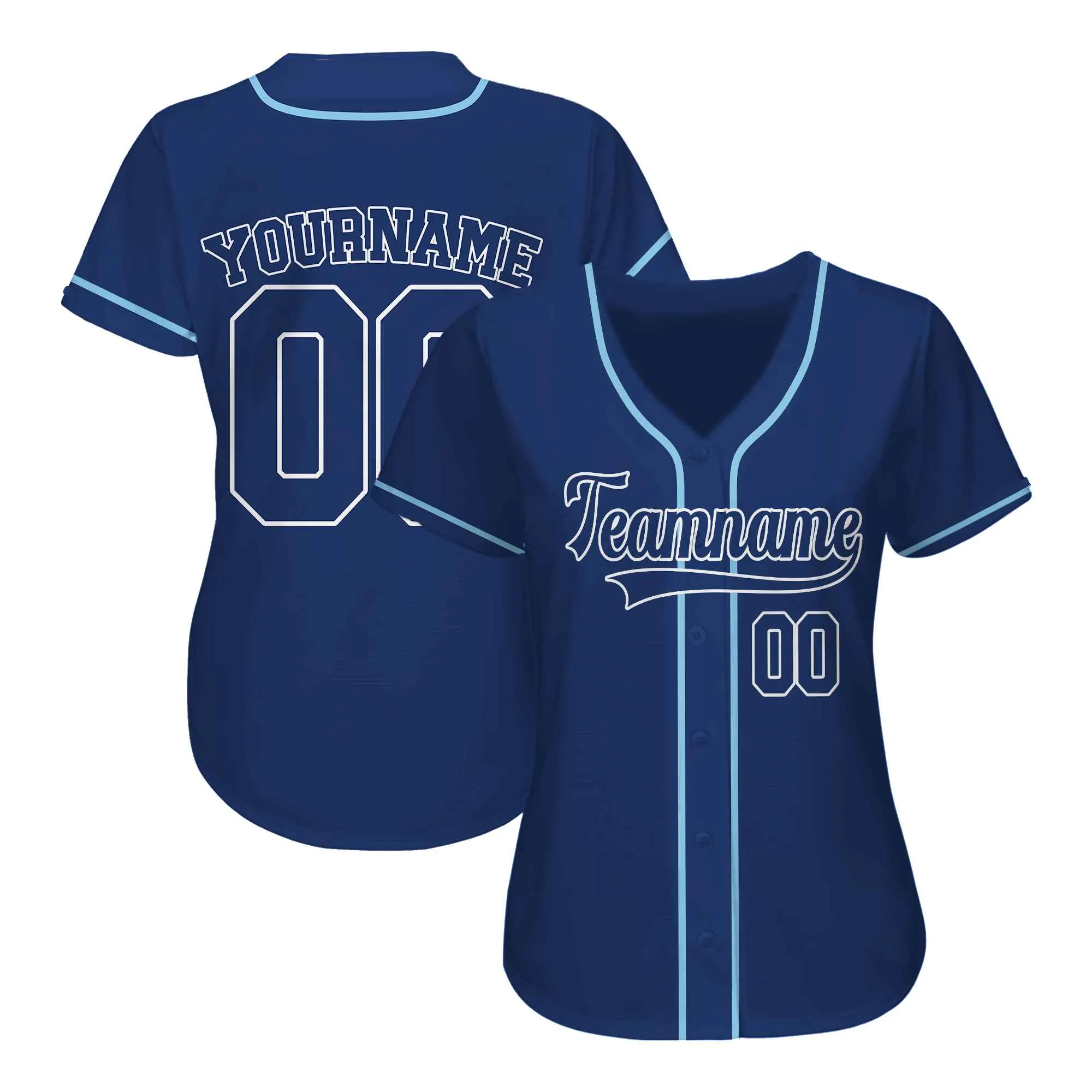 Custom Navy White-Light Blue Authentic Baseball Jersey