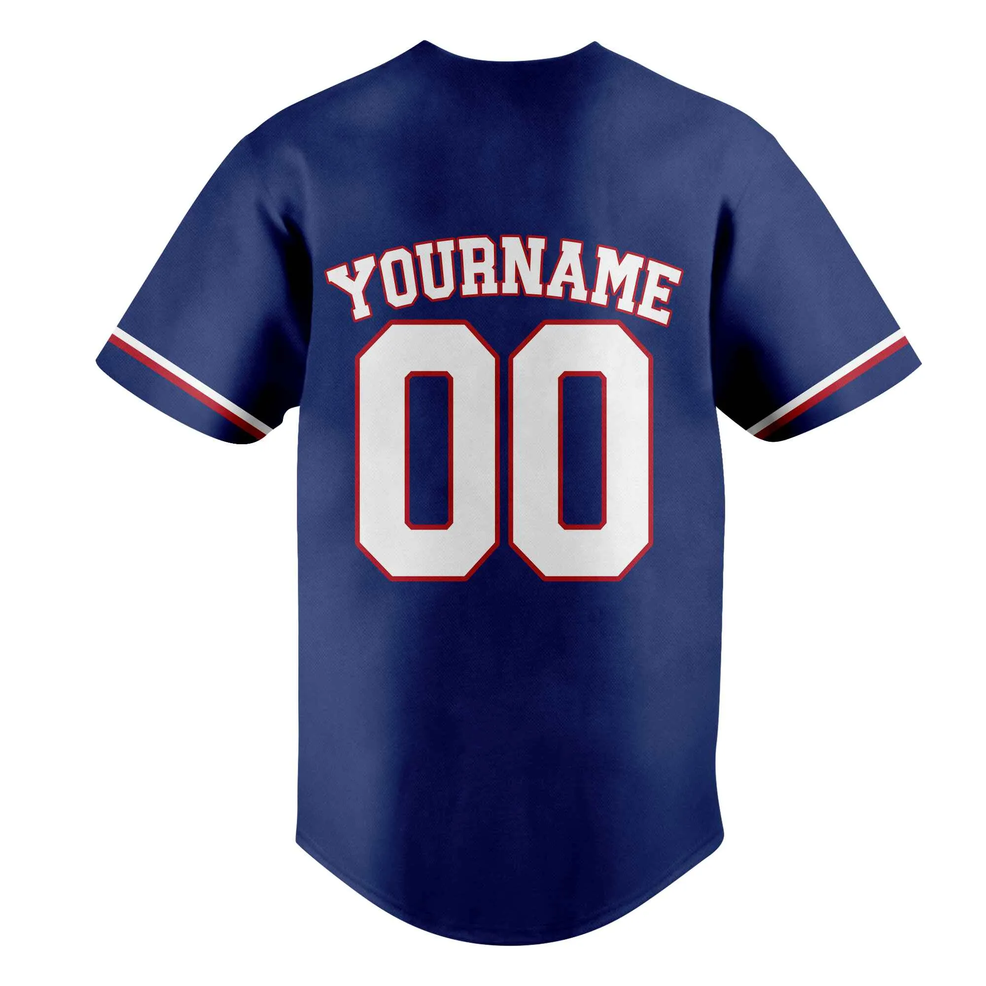 Custom Navy White-Red Baseball Jersey