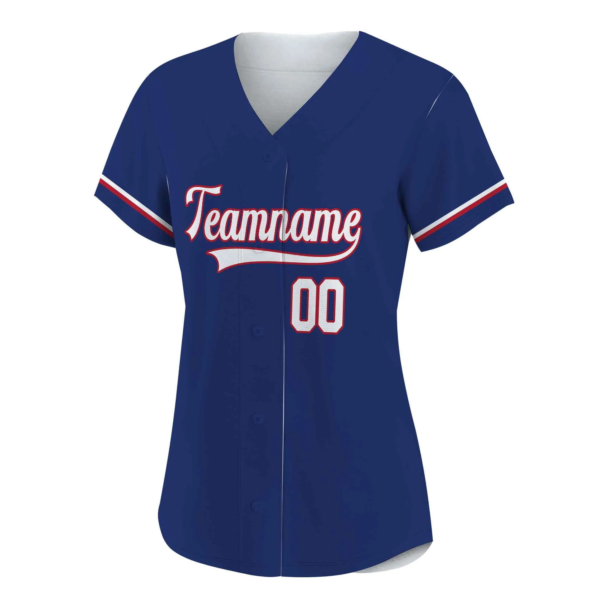 Custom Navy White-Red Baseball Jersey