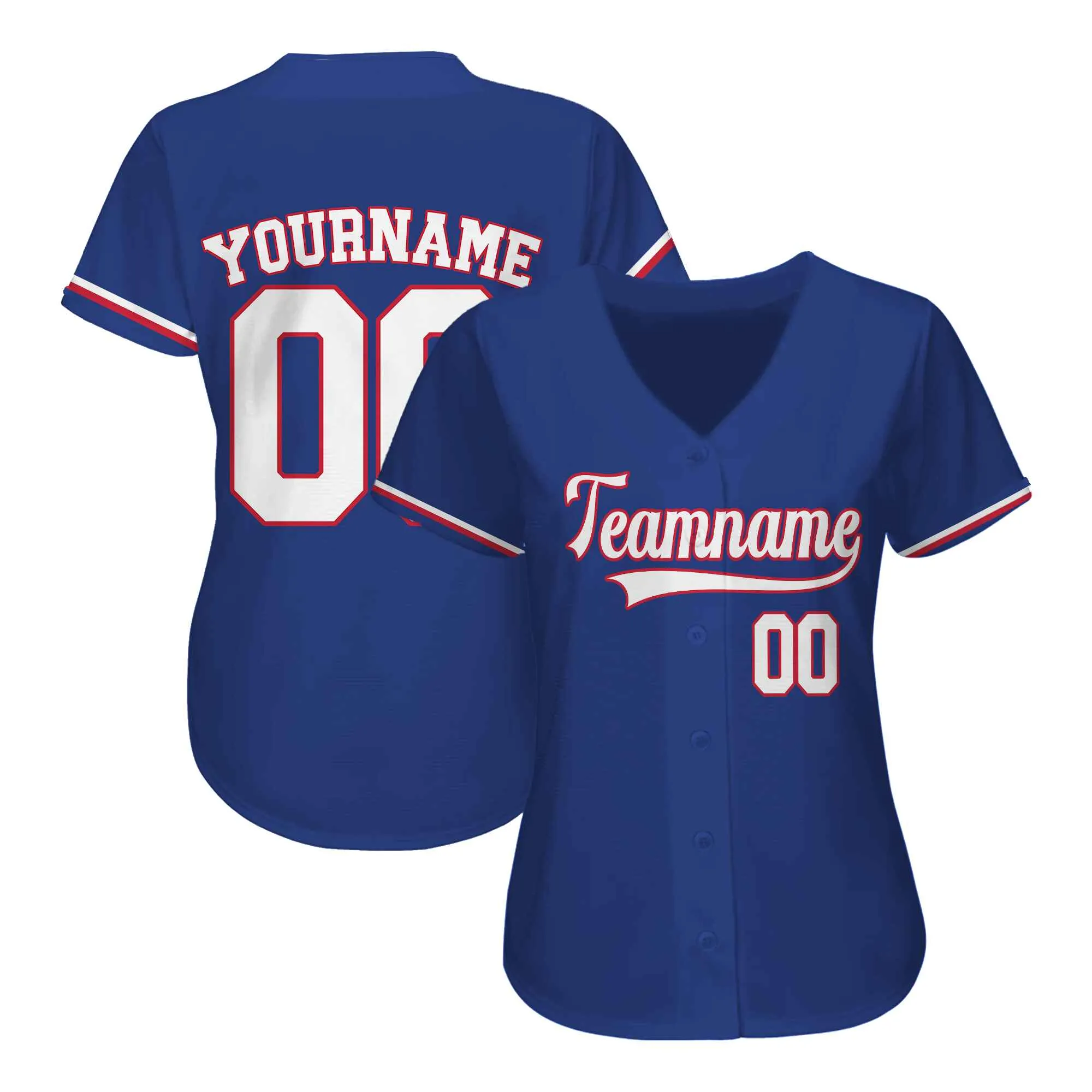 Custom Navy White-Red Baseball Jersey