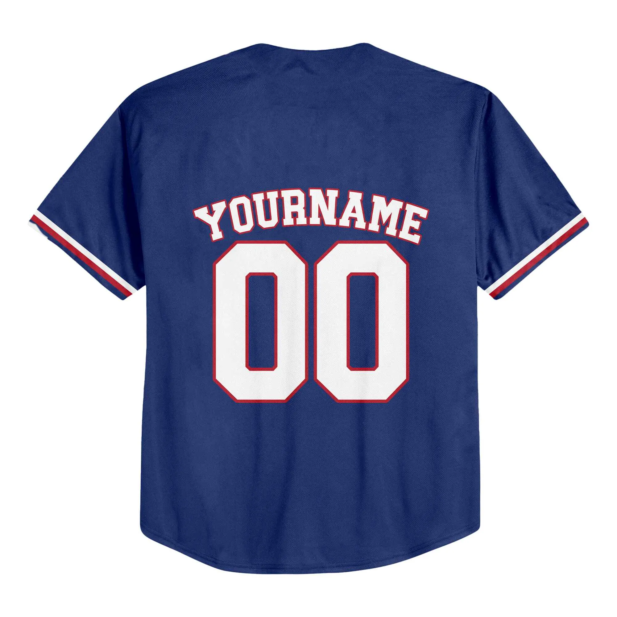 Custom Navy White-Red Baseball Jersey