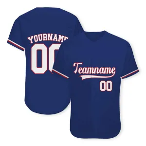 Custom Navy White-Red Baseball Jersey