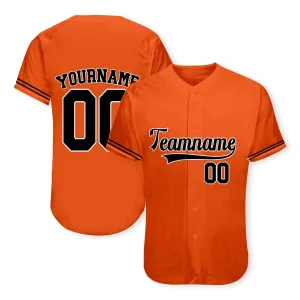 Custom Orange Black-White Authentic Baseball Jersey 01