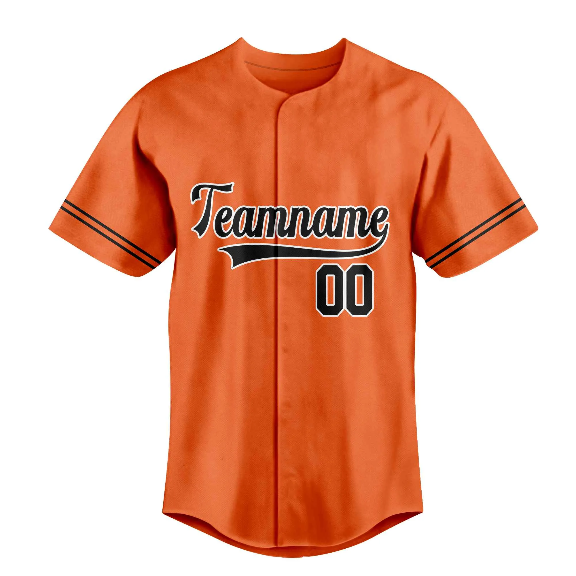 Custom Orange Black-White Authentic Baseball Jersey 01