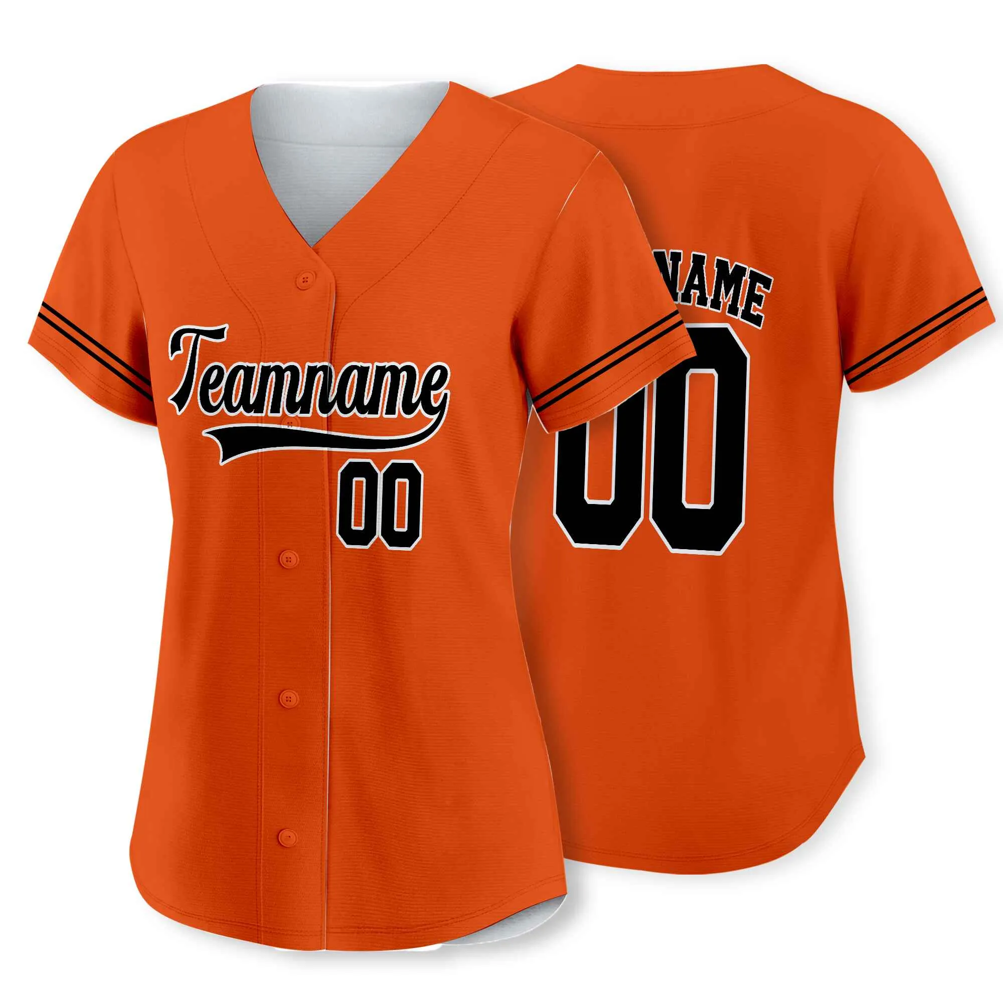 Custom Orange Black-White Authentic Baseball Jersey 01
