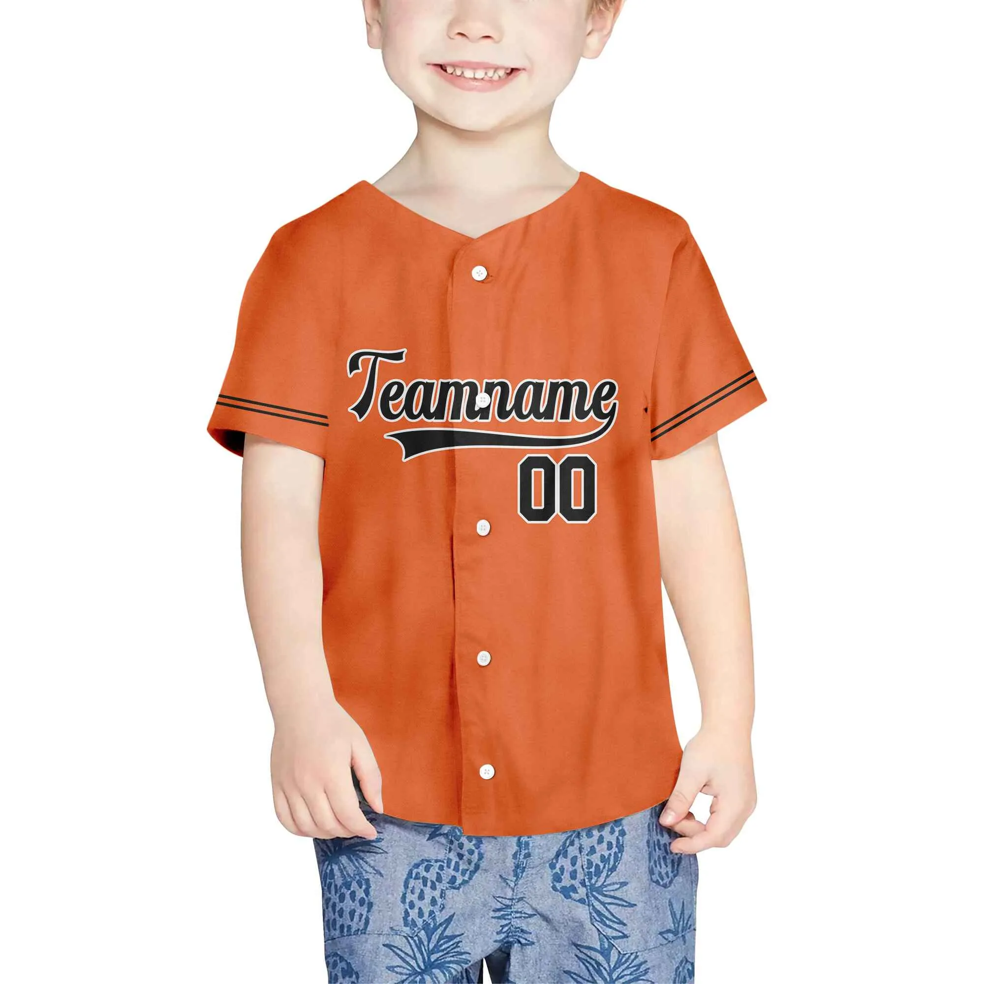 Custom Orange Black-White Authentic Baseball Jersey 01