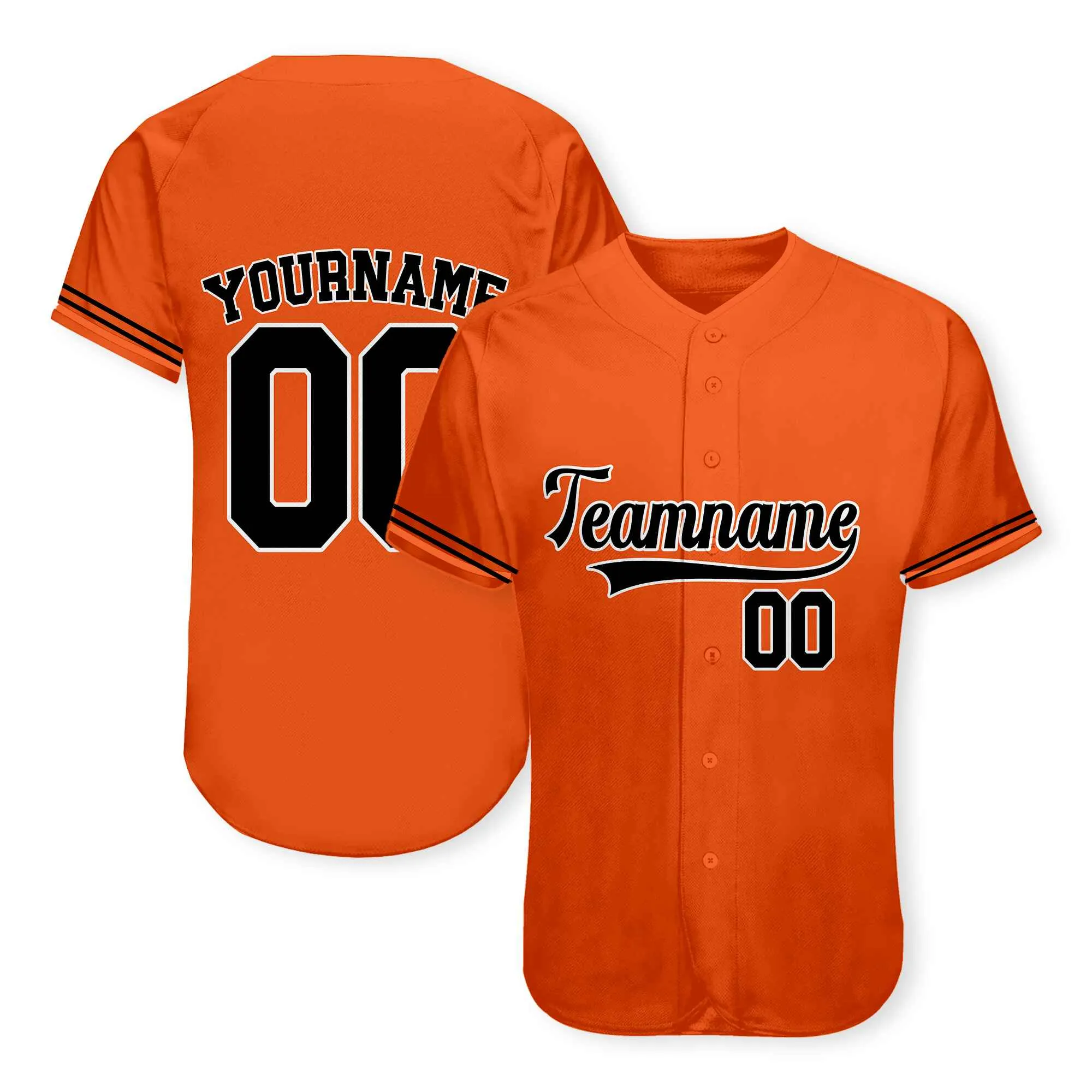 Custom Orange Black-White Authentic Baseball Jersey 01