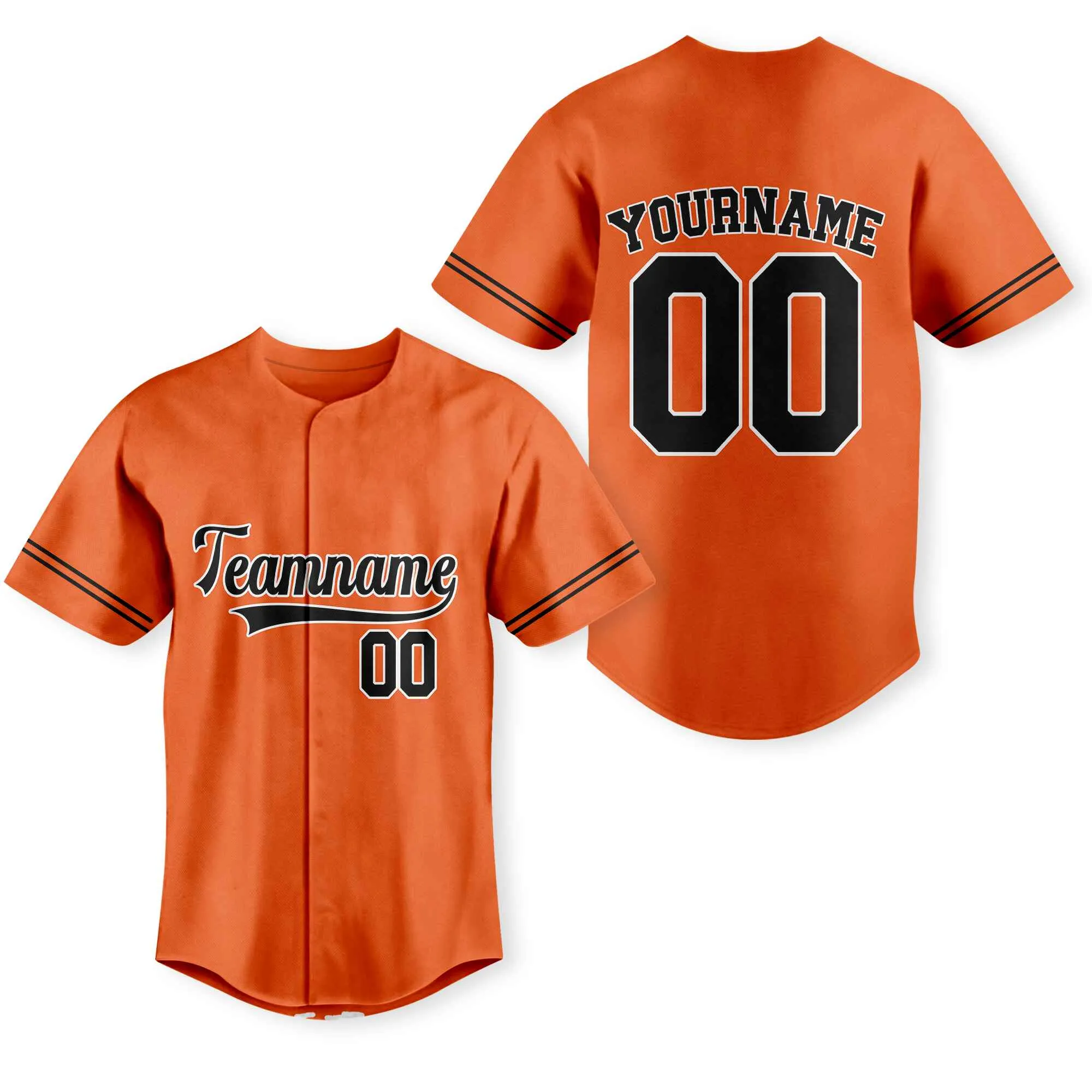 Custom Orange Black-White Authentic Baseball Jersey 01