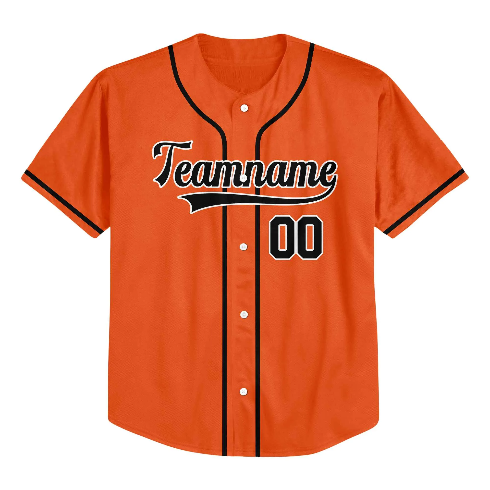 Custom Orange Black-White Authentic Baseball Jersey 02