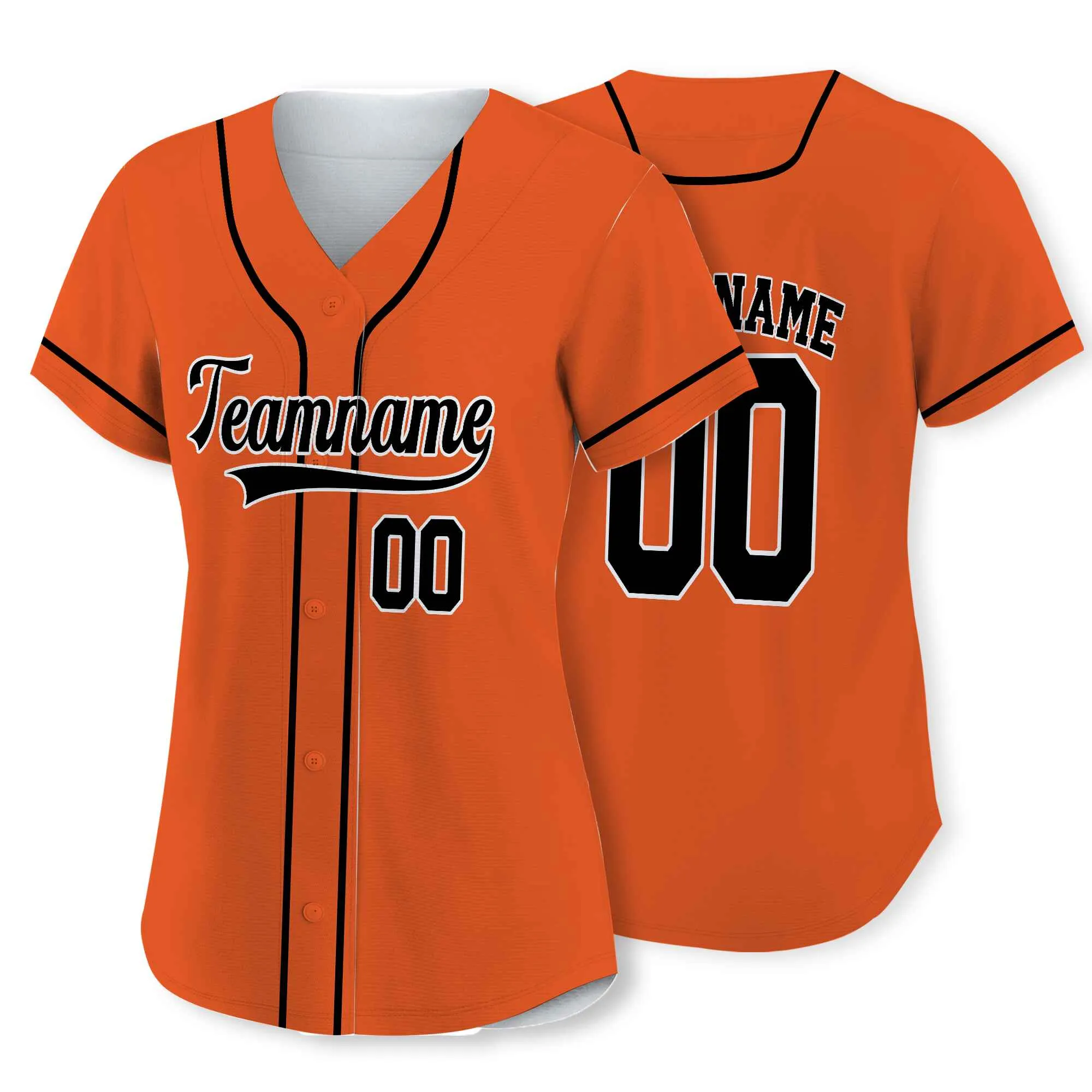 Custom Orange Black-White Authentic Baseball Jersey 02