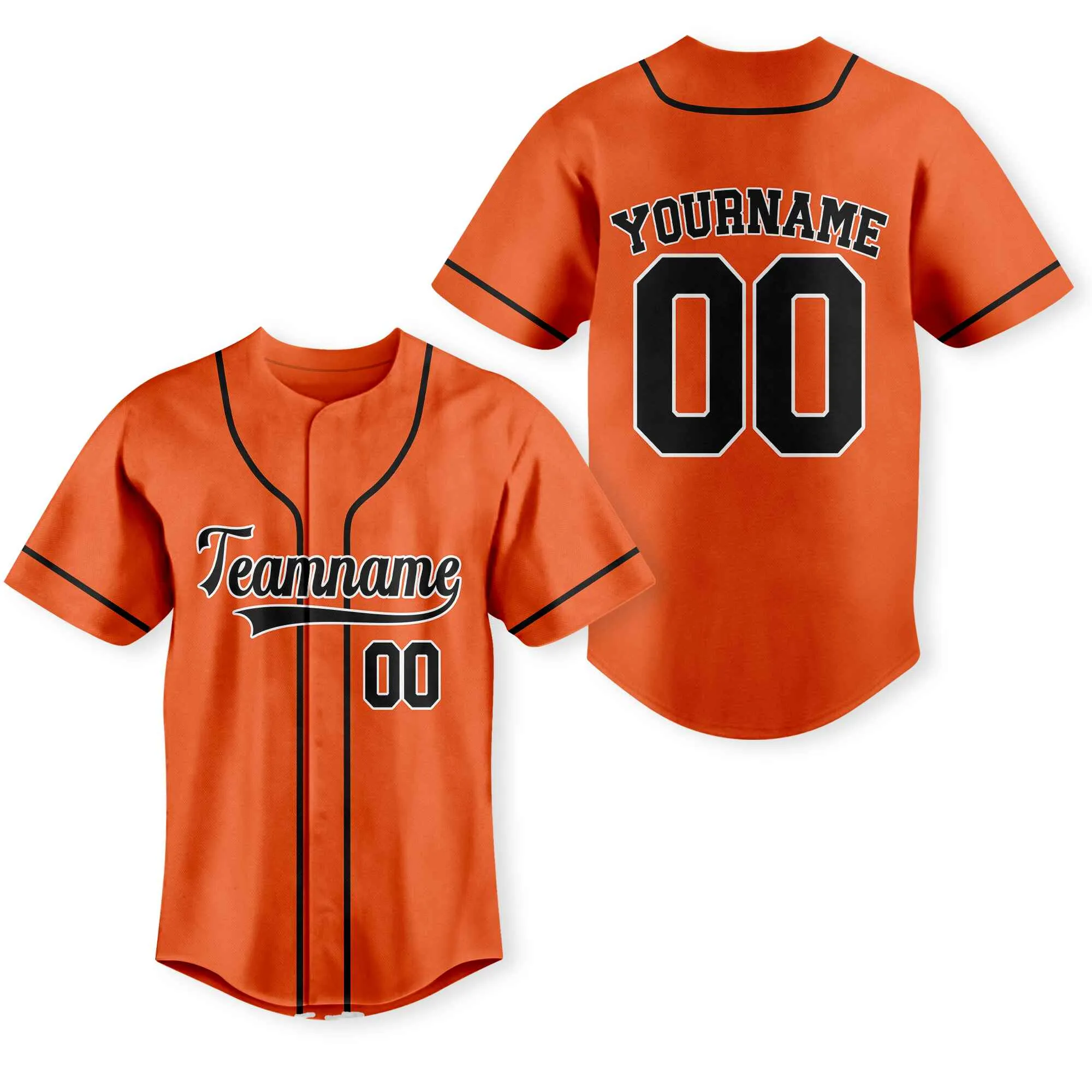 Custom Orange Black-White Authentic Baseball Jersey 02