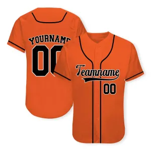 Custom Orange Black-White Authentic Baseball Jersey 02