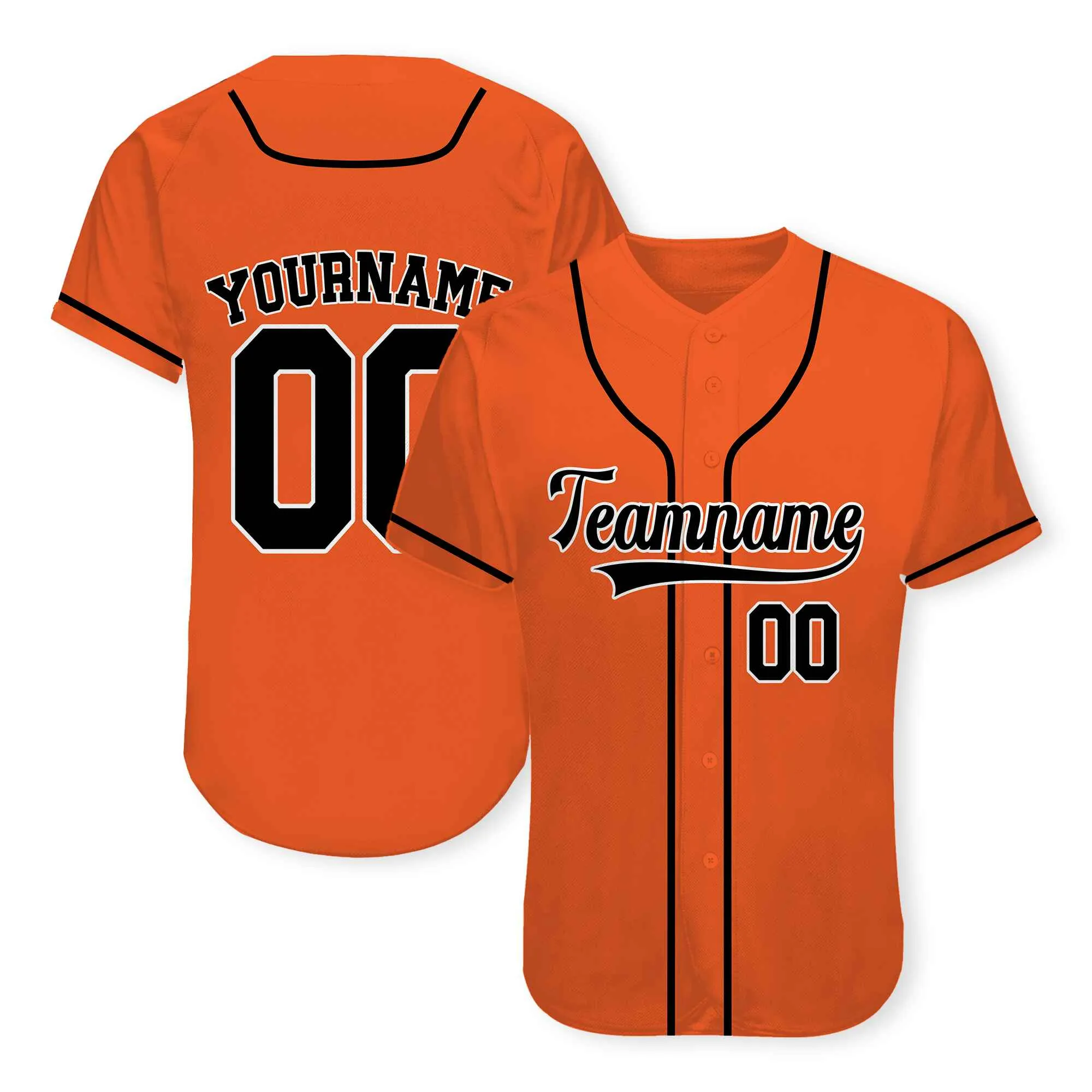 Custom Orange Black-White Authentic Baseball Jersey 02