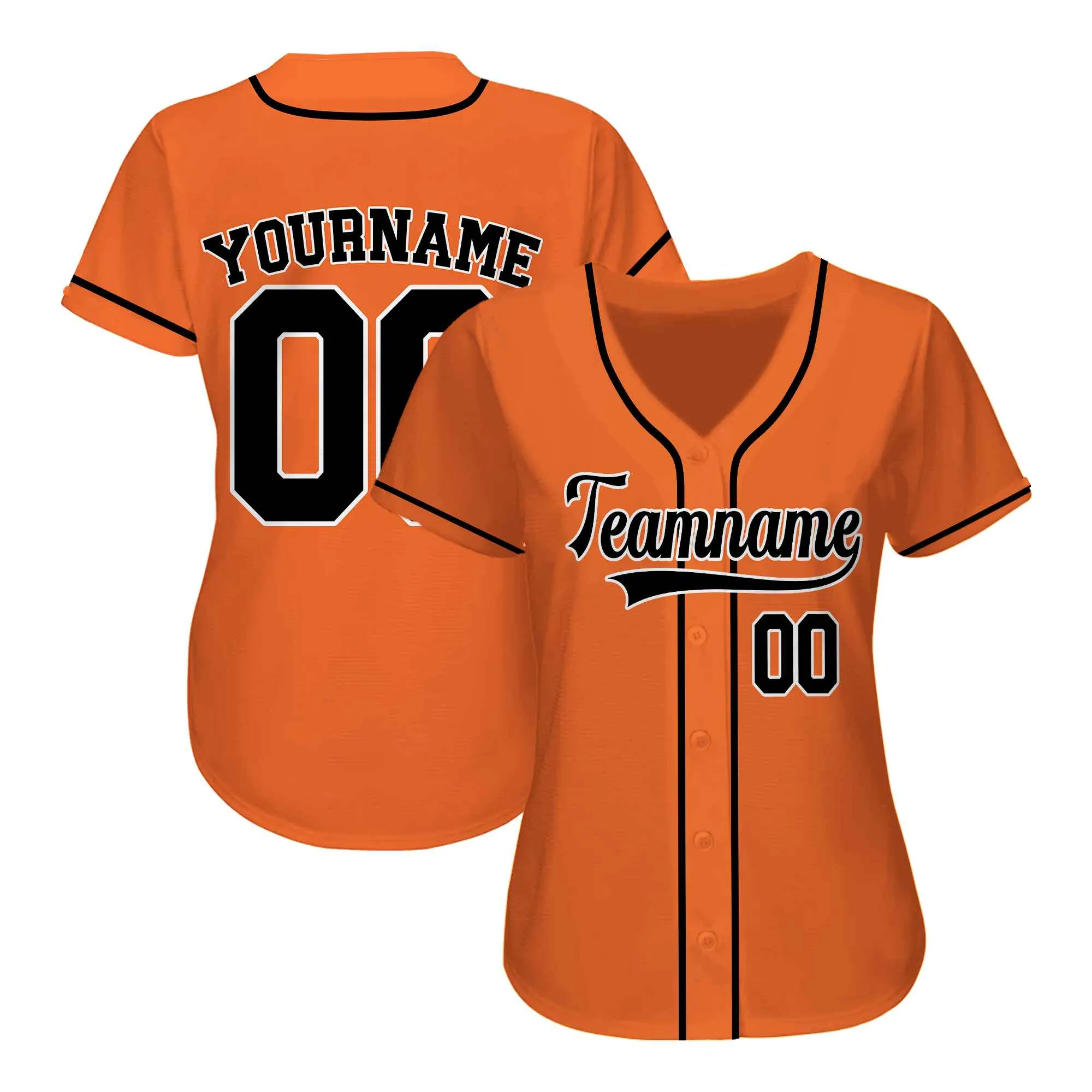 Custom Orange Black-White Authentic Baseball Jersey 02