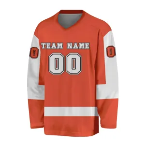 Custom Orange White-Black Hockey Jersey