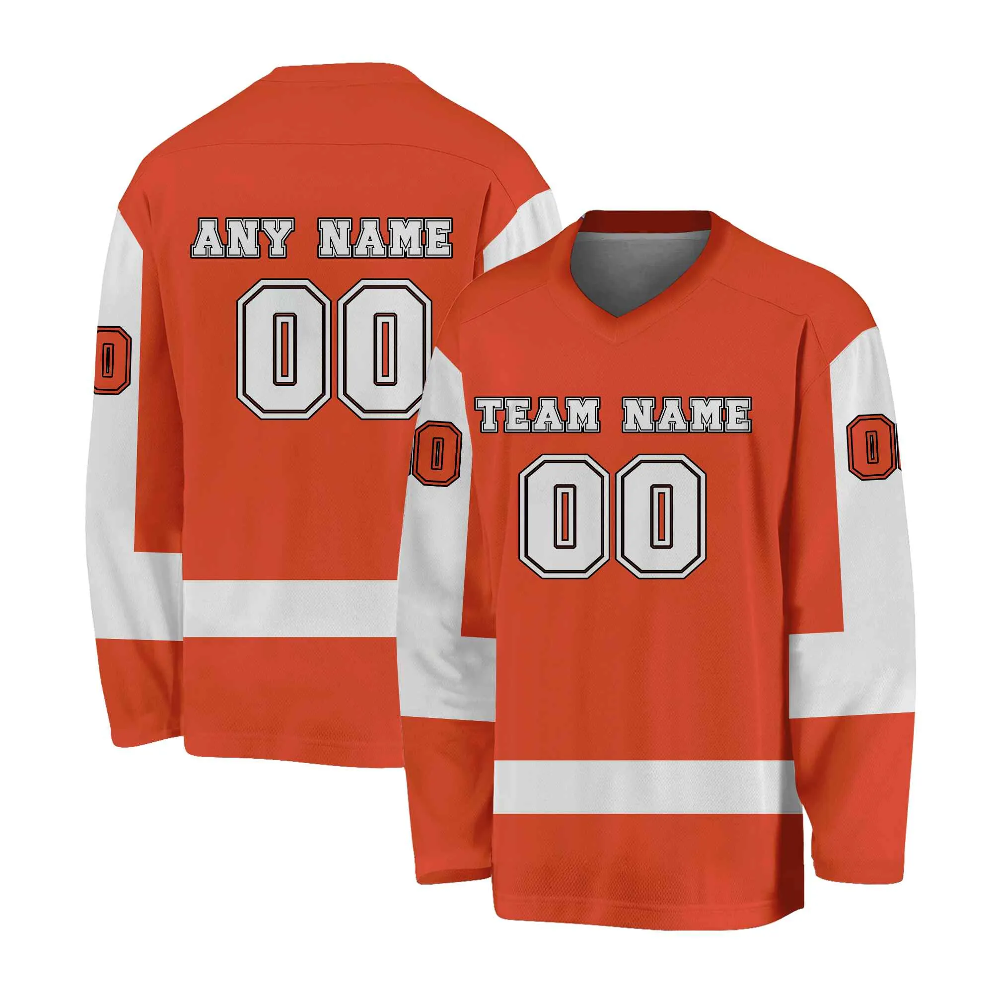 Custom Orange White-Black Hockey Jersey