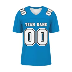 Custom Powder Blue White-Black Mesh Authentic Football Jersey