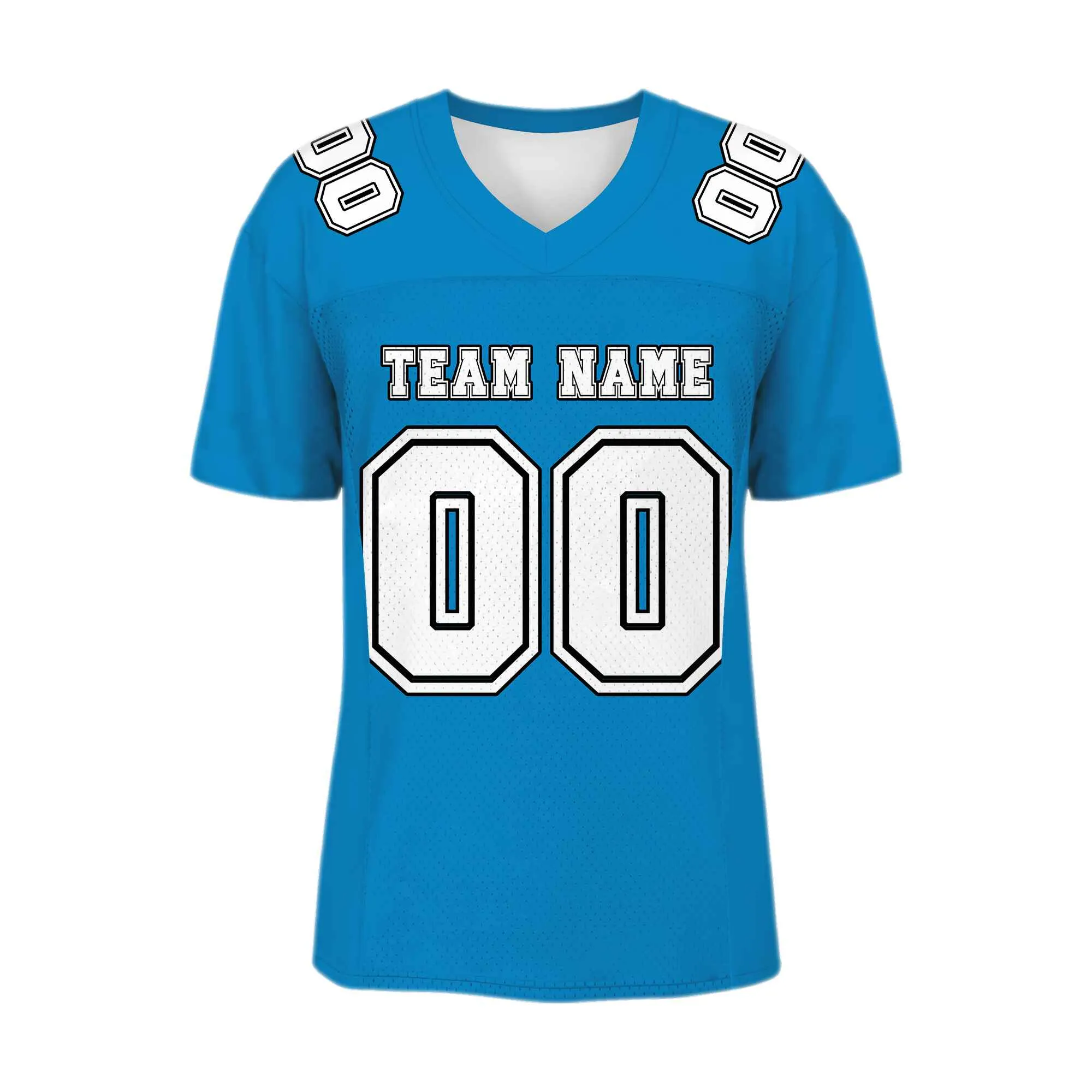 Custom Powder Blue White-Black Mesh Authentic Football Jersey