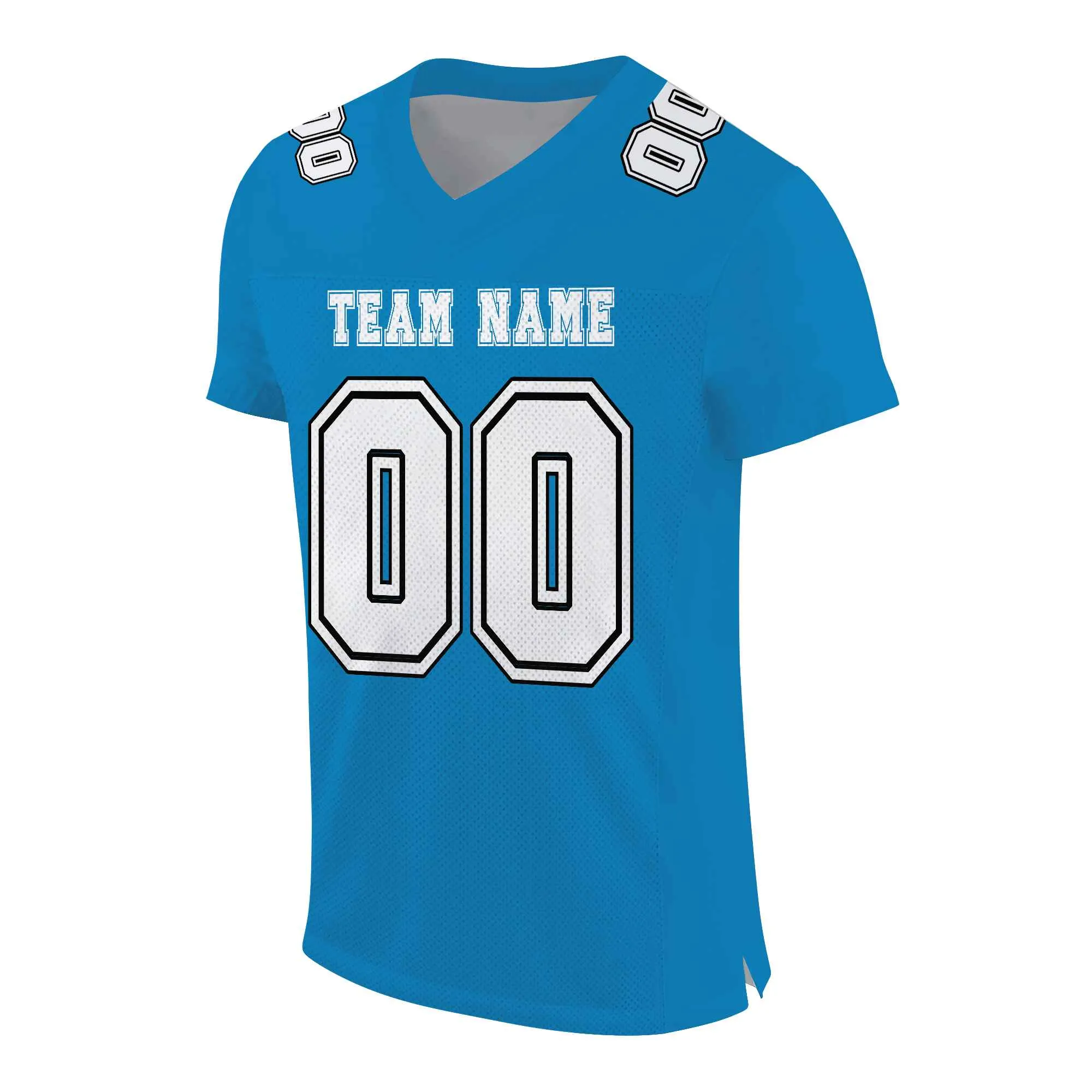 Custom Powder Blue White-Black Mesh Authentic Football Jersey