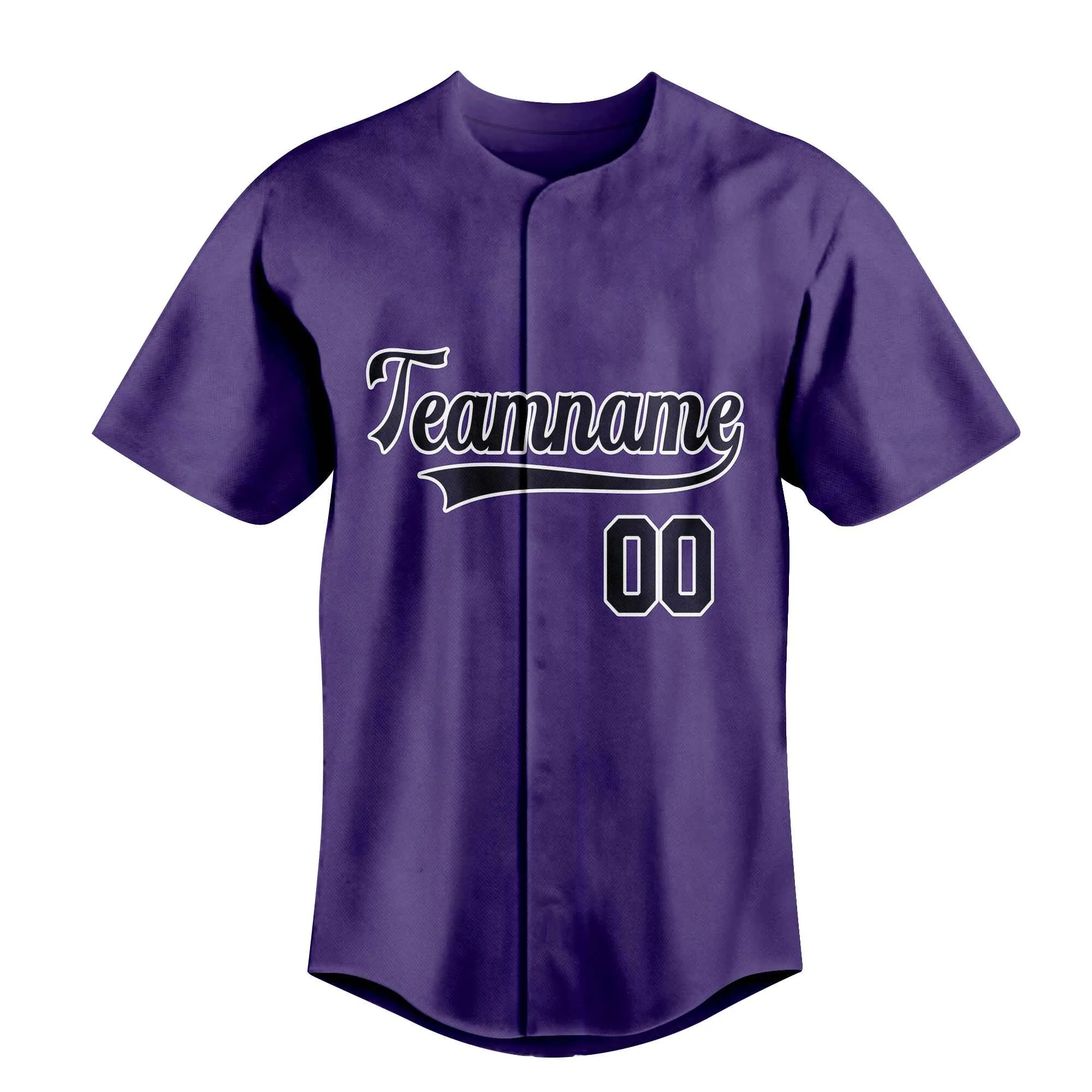 Custom Purple Black-White Authentic Baseball Jersey