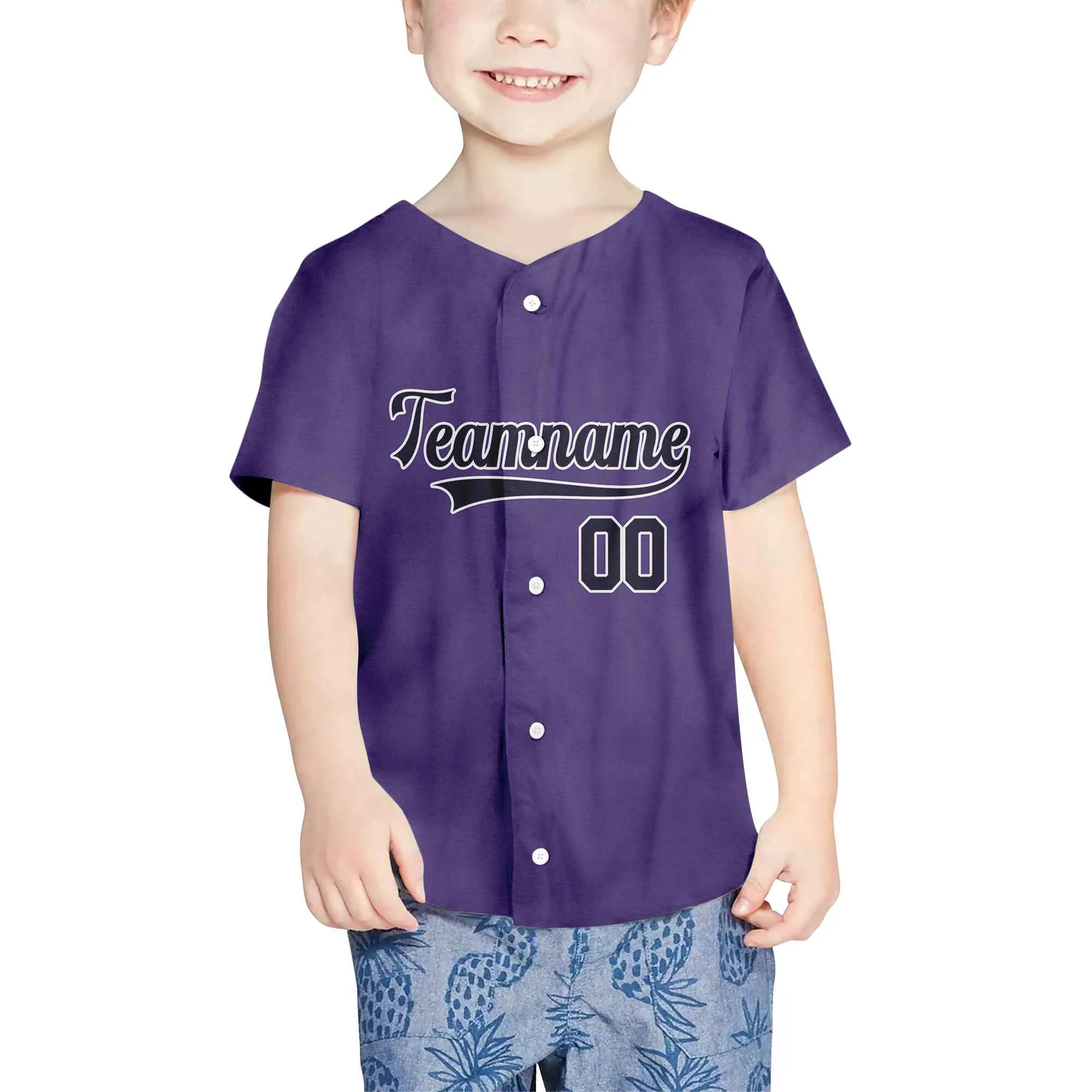 Custom Purple Black-White Authentic Baseball Jersey