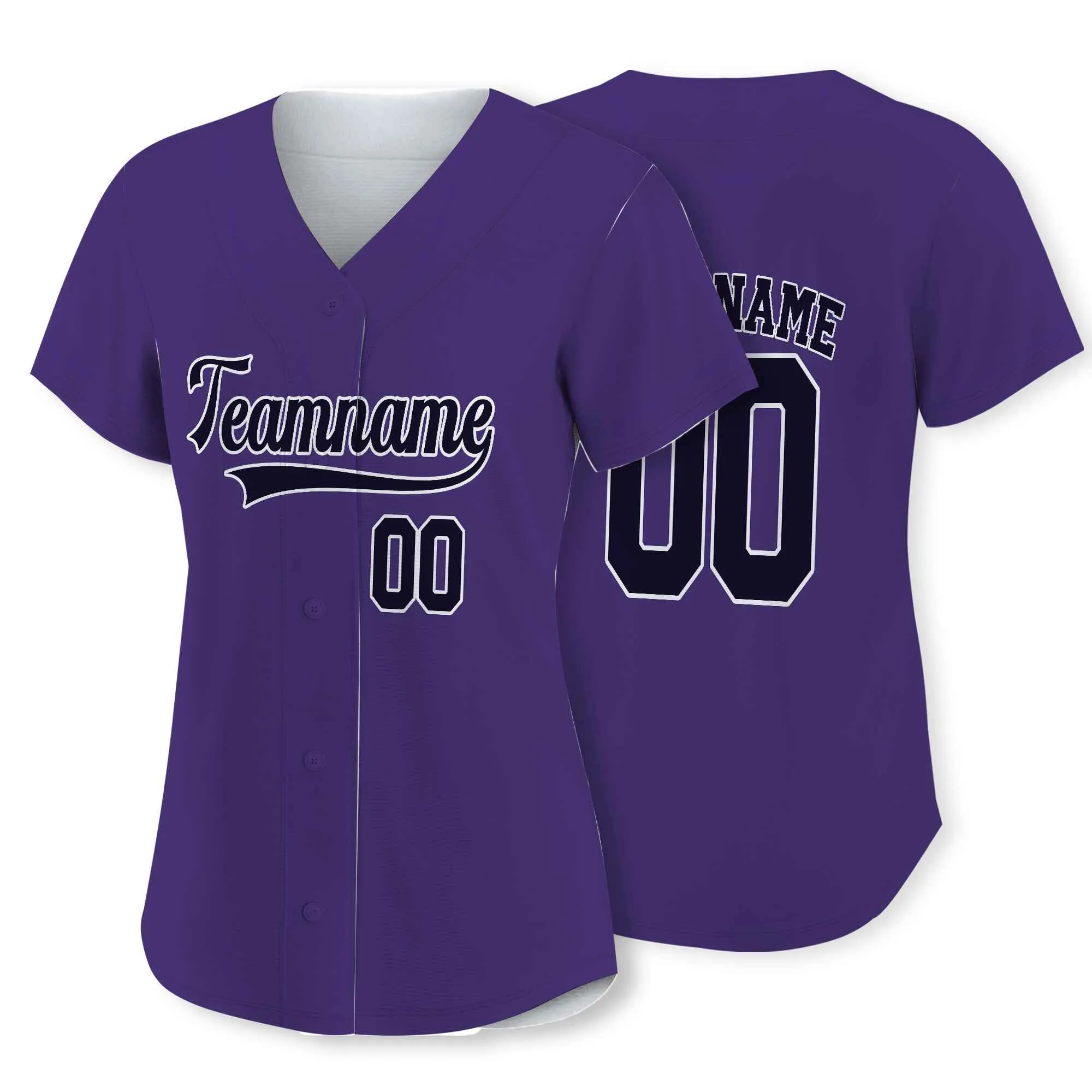 Custom Purple Black-White Authentic Baseball Jersey