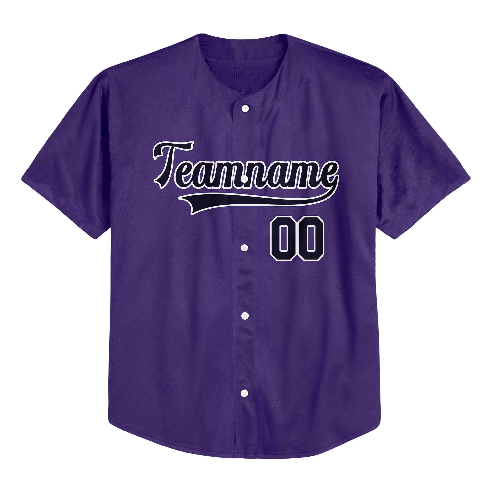 Custom Purple Black-White Authentic Baseball Jersey