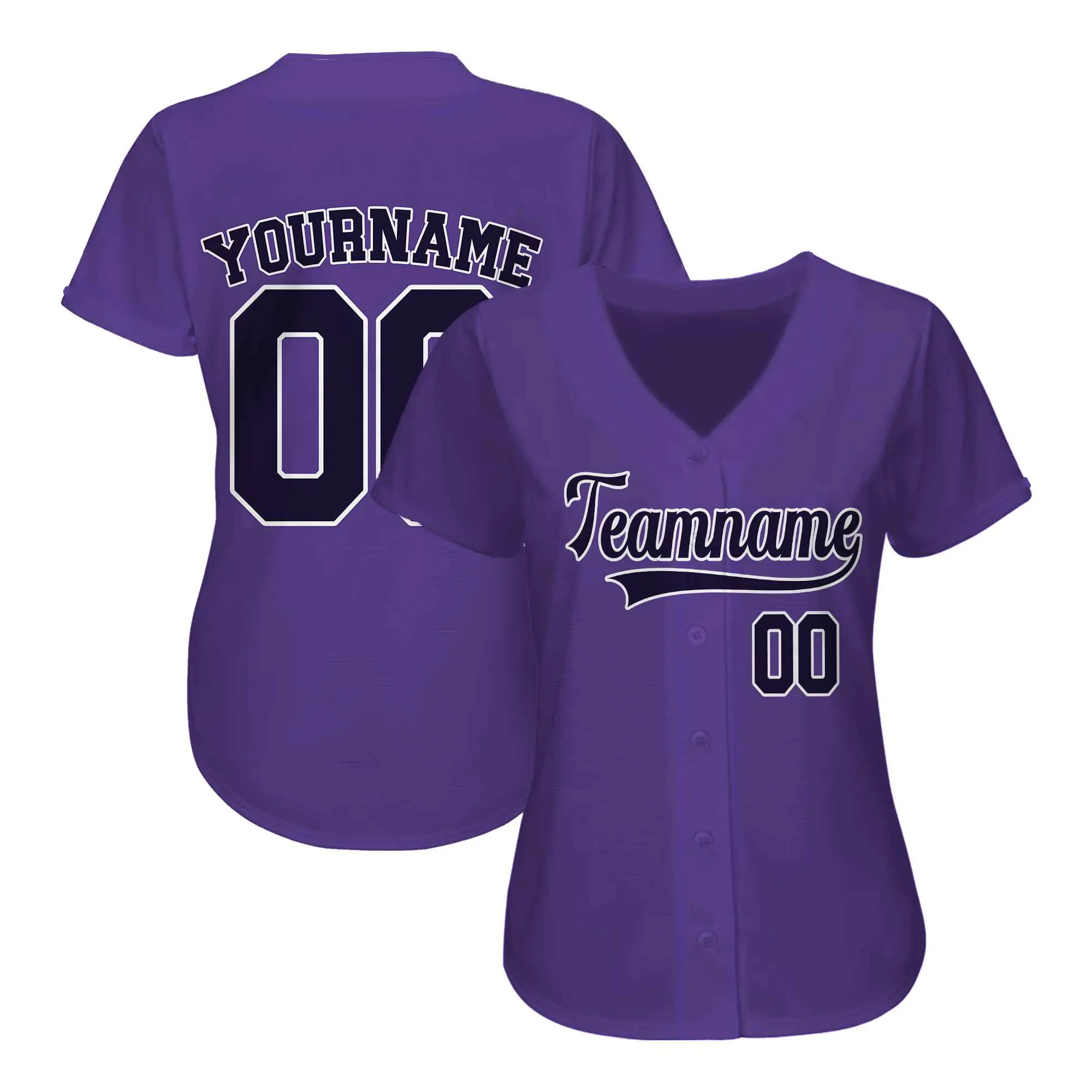 Custom Purple Black-White Authentic Baseball Jersey