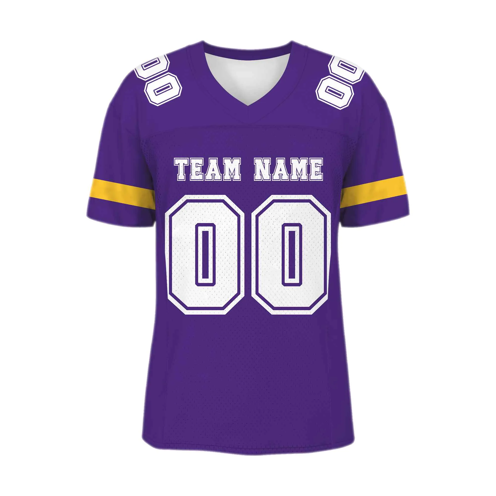 Custom Purple White-Gold Mesh Authentic Football Jersey
