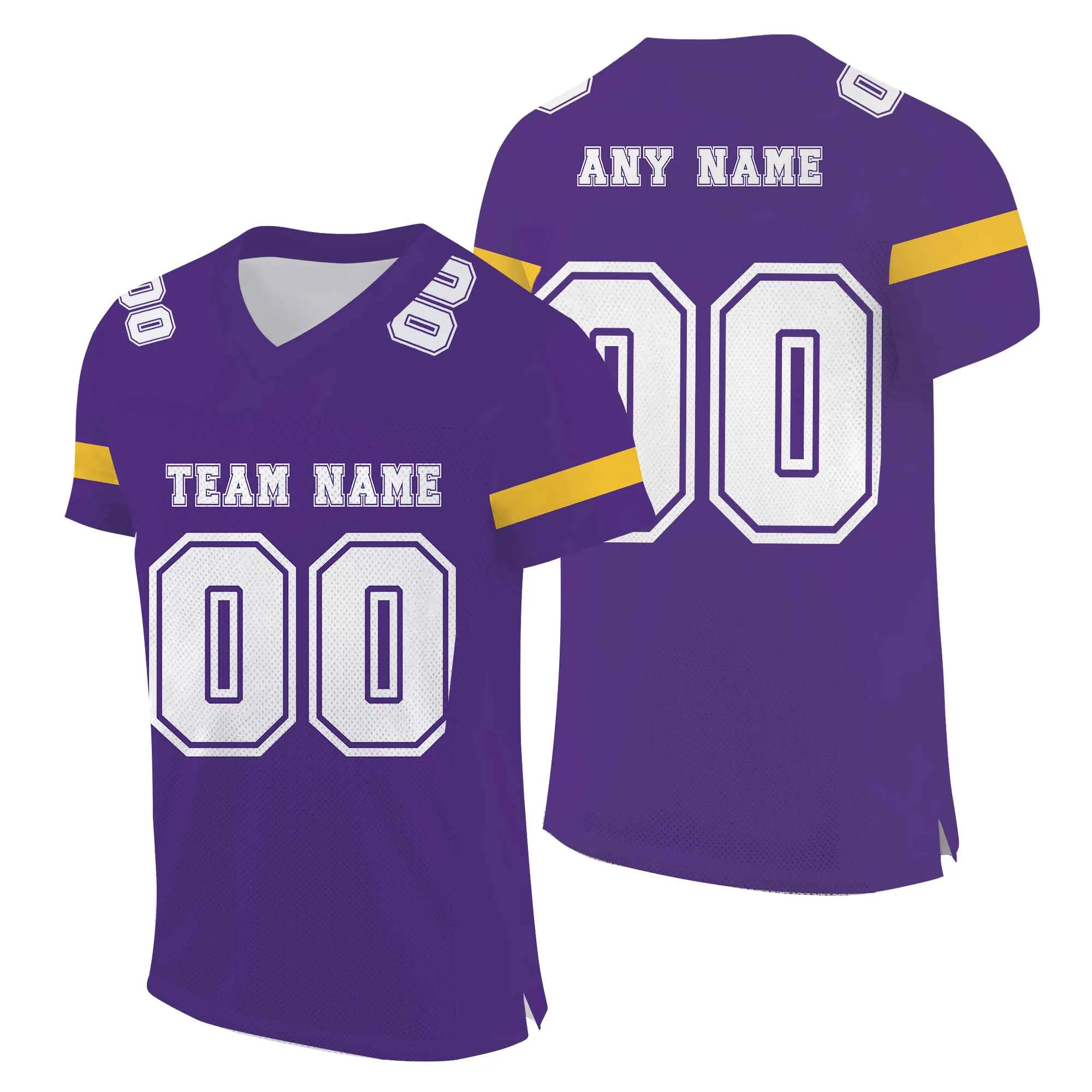 Custom Purple White-Gold Mesh Authentic Football Jersey